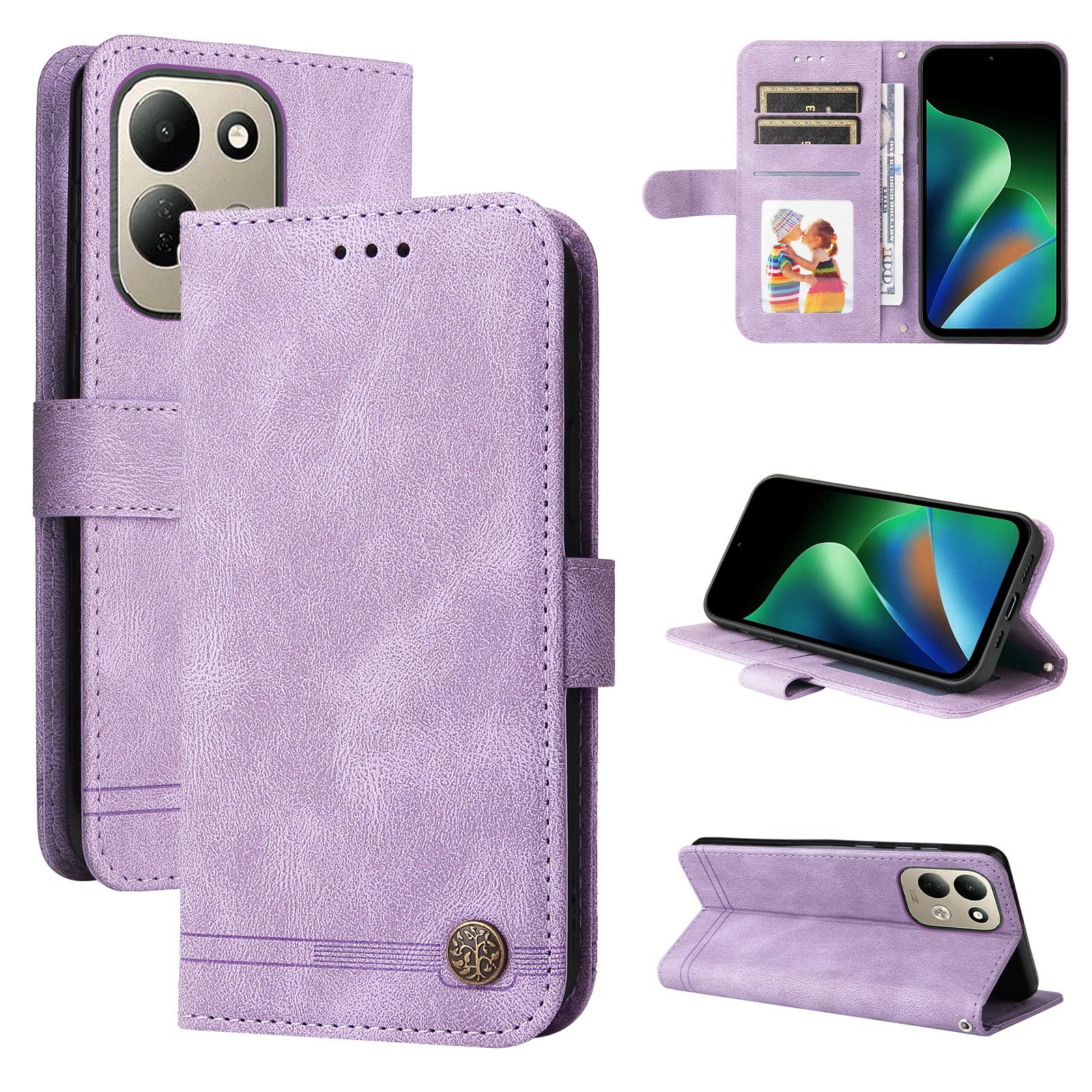 For Redmi 17 5G / 4G Global 170mm Skin Feel Life Tree Metal Button Leather Phone Case(Purple) - Shopkiz.com