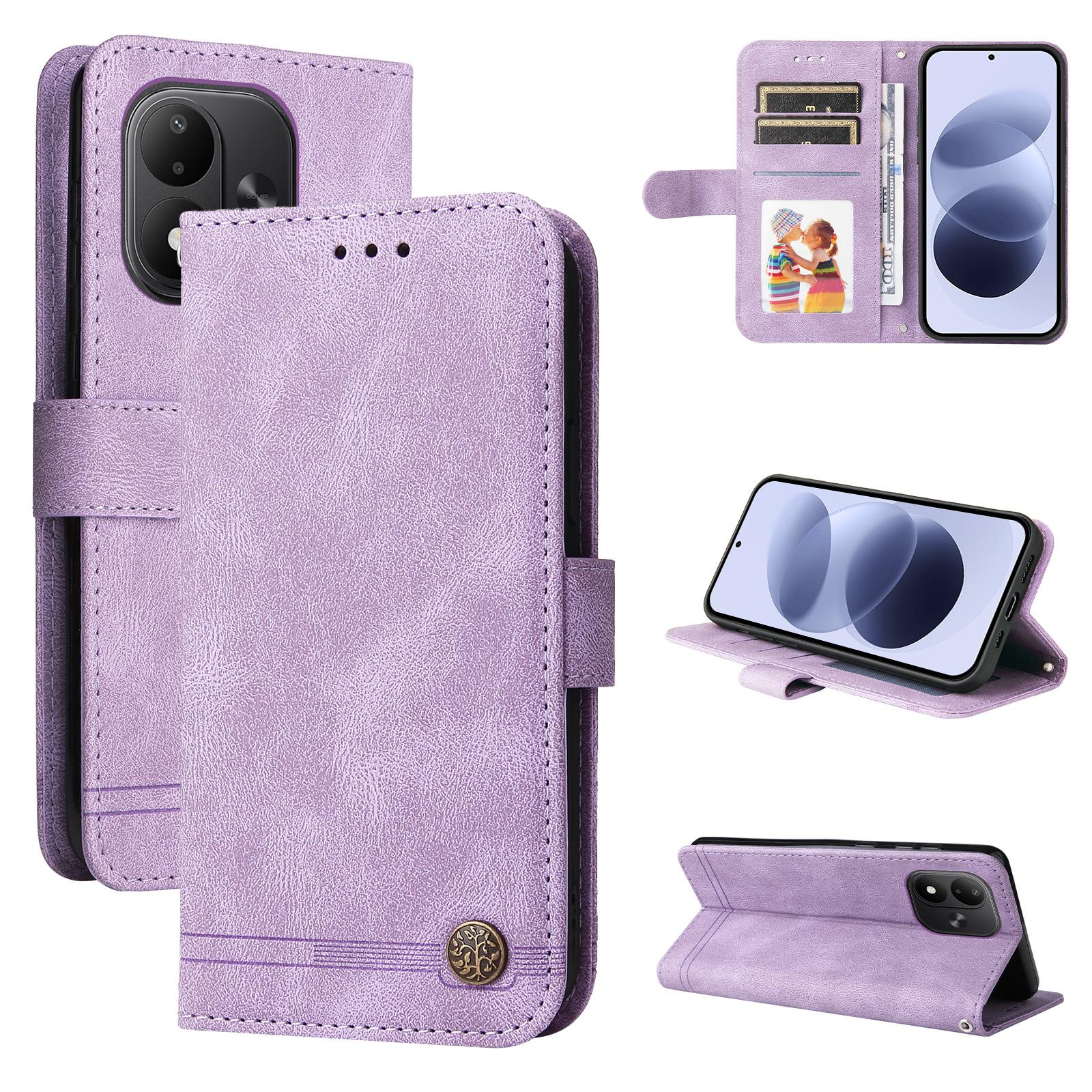 For Redmi Note 17 5G / 4G Global 171mm Skin Feel Life Tree Metal Button Leather Phone Case(Purple) - Shopkiz.com