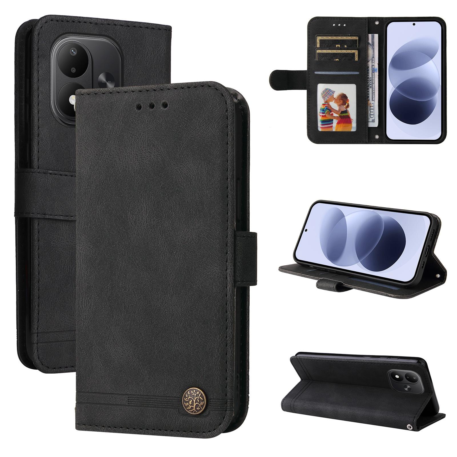 For Redmi Note 17 5G / 4G Global 171mm Skin Feel Life Tree Metal Button Leather Phone Case(Black) - Shopkiz.com