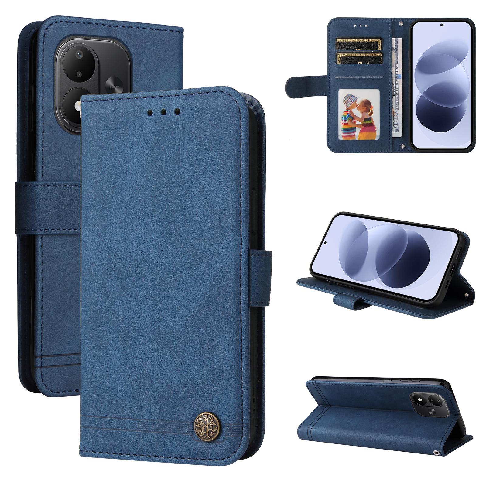 For Redmi Note 17 5G / 4G Global 171mm Skin Feel Life Tree Metal Button Leather Phone Case(Blue) - Shopkiz.com