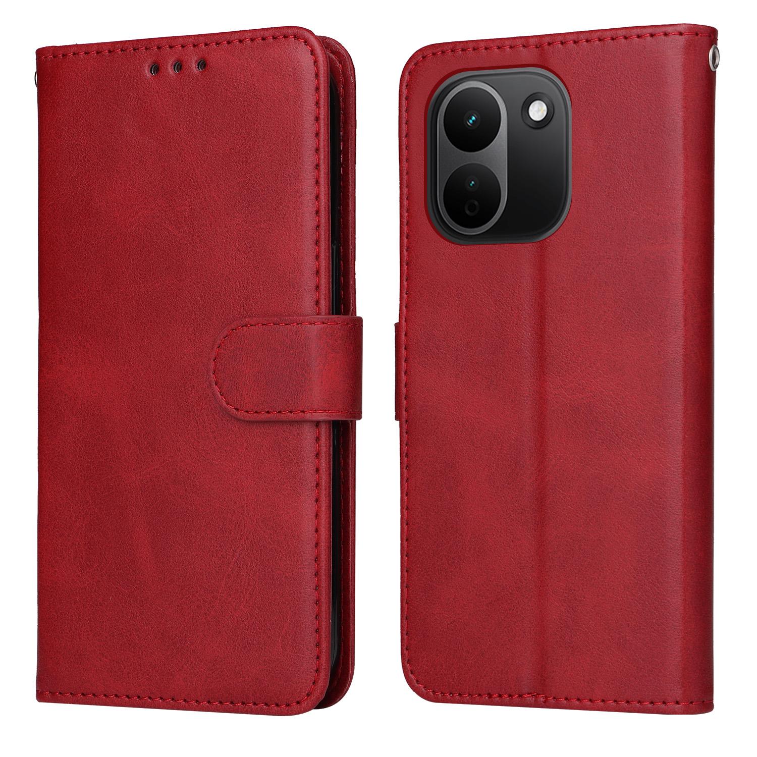 For Redmi Note 17 Pro+ 5G Global 163mm Classic Calf Texture Flip Leather Phone Case(Red) - Shopkiz.com