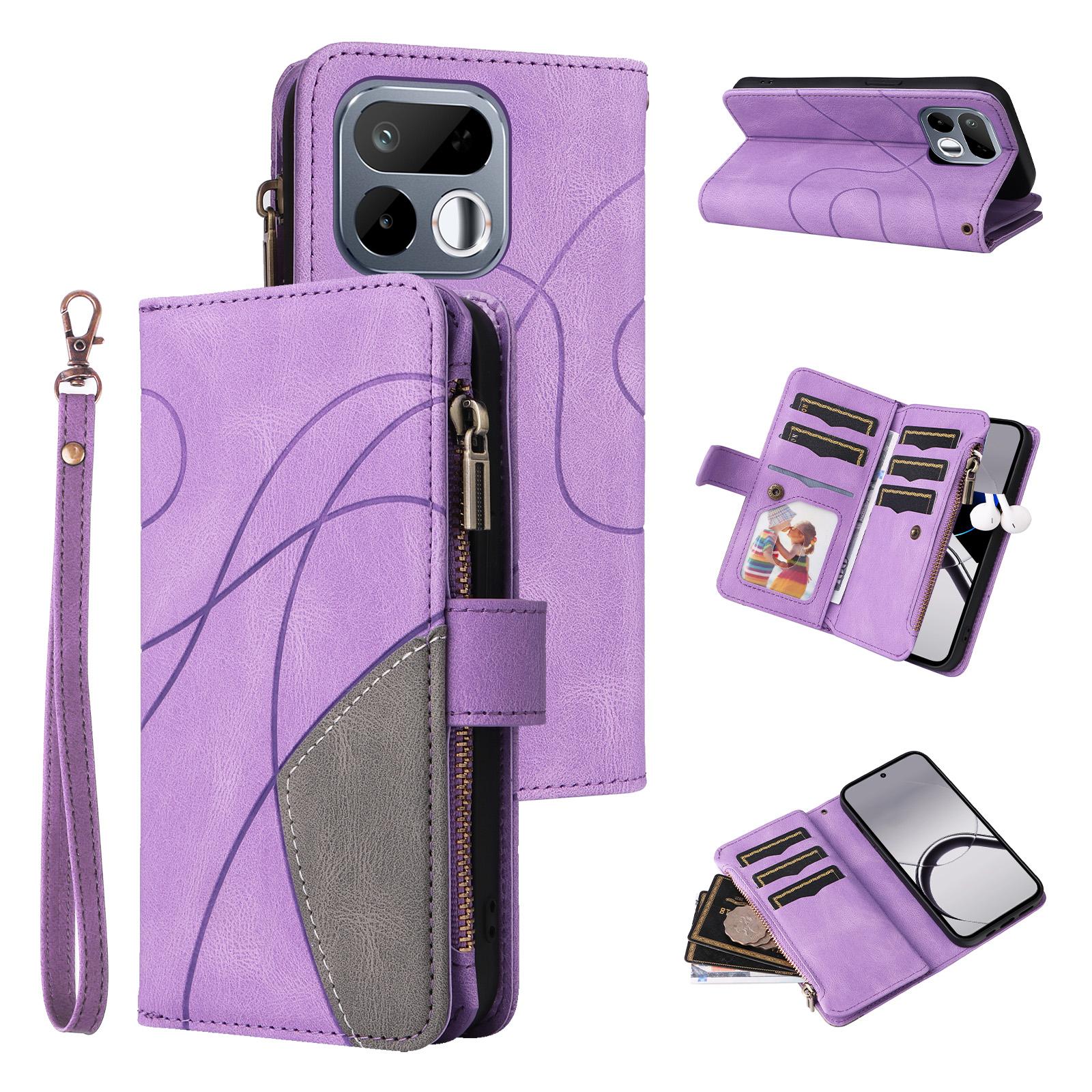 For Realme 16T 5G Dual-color 9 Card Slots Zipper Wallet Leather Phone Case(Purple) - Shopkiz.com