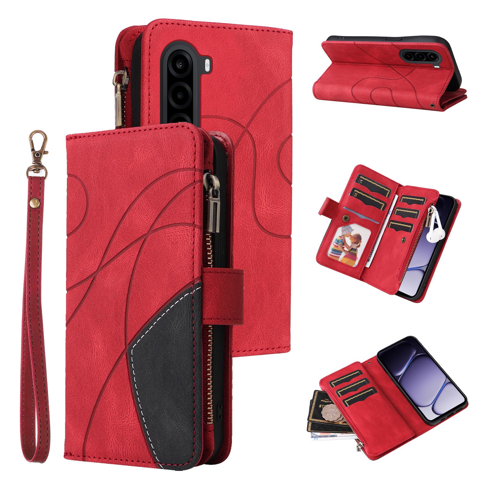 For Realme P4x 5G Dual-color 9 Card Slots Zipper Wallet Leather Phone Case(Red) - Shopkiz.com