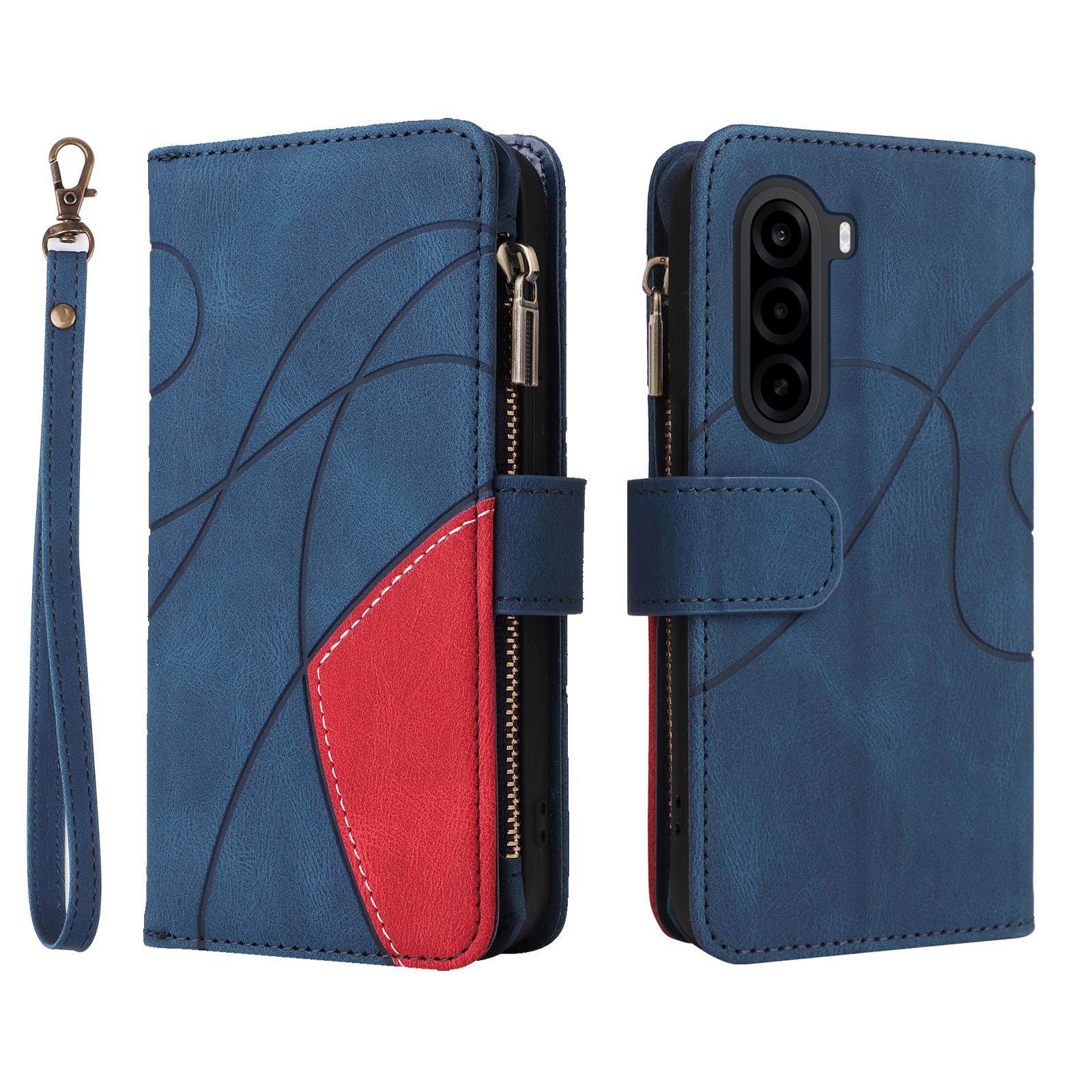 For Realme P4x 5G Dual-color 9 Card Slots Zipper Wallet Leather Phone Case(Blue) - Shopkiz.com