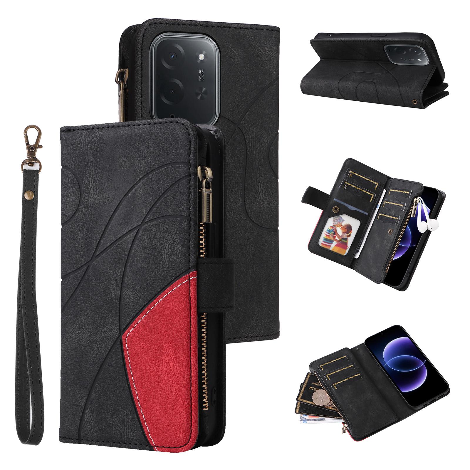 For Xiaomi Poco C95 Pro Dual-color 9 Card Slots Zipper Wallet Leather Phone Case(Black) - Shopkiz.com