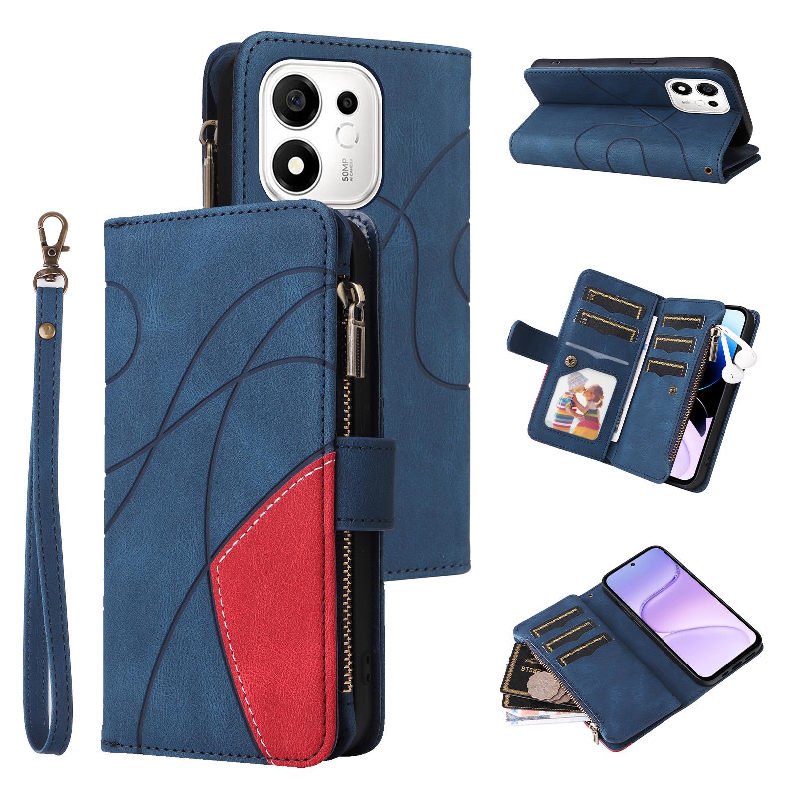 For Honor 600 Smart 5G Dual-color 9 Card Slots Zipper Wallet Leather Phone Case(Blue) - Shopkiz.com