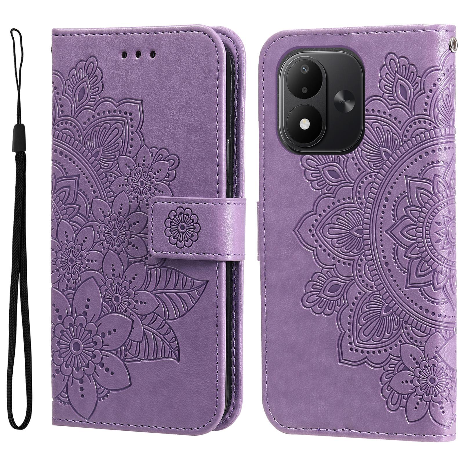 For Redmi Note 17 5G / 4G Global 171mm Seven-petal Flowers Embossing Leather Phone Case(Light Purple) - Shopkiz.com
