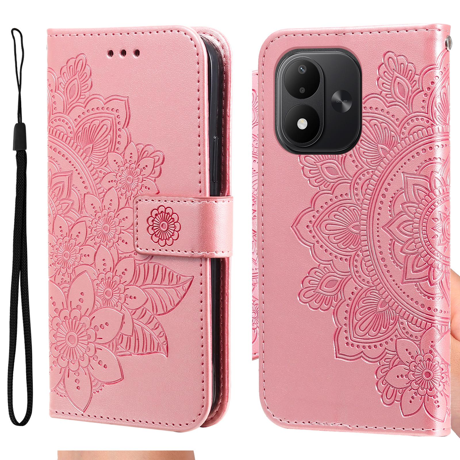 For Redmi Note 17 5G / 4G Global 171mm Seven-petal Flowers Embossing Leather Phone Case(Rose Gold) - Shopkiz.com