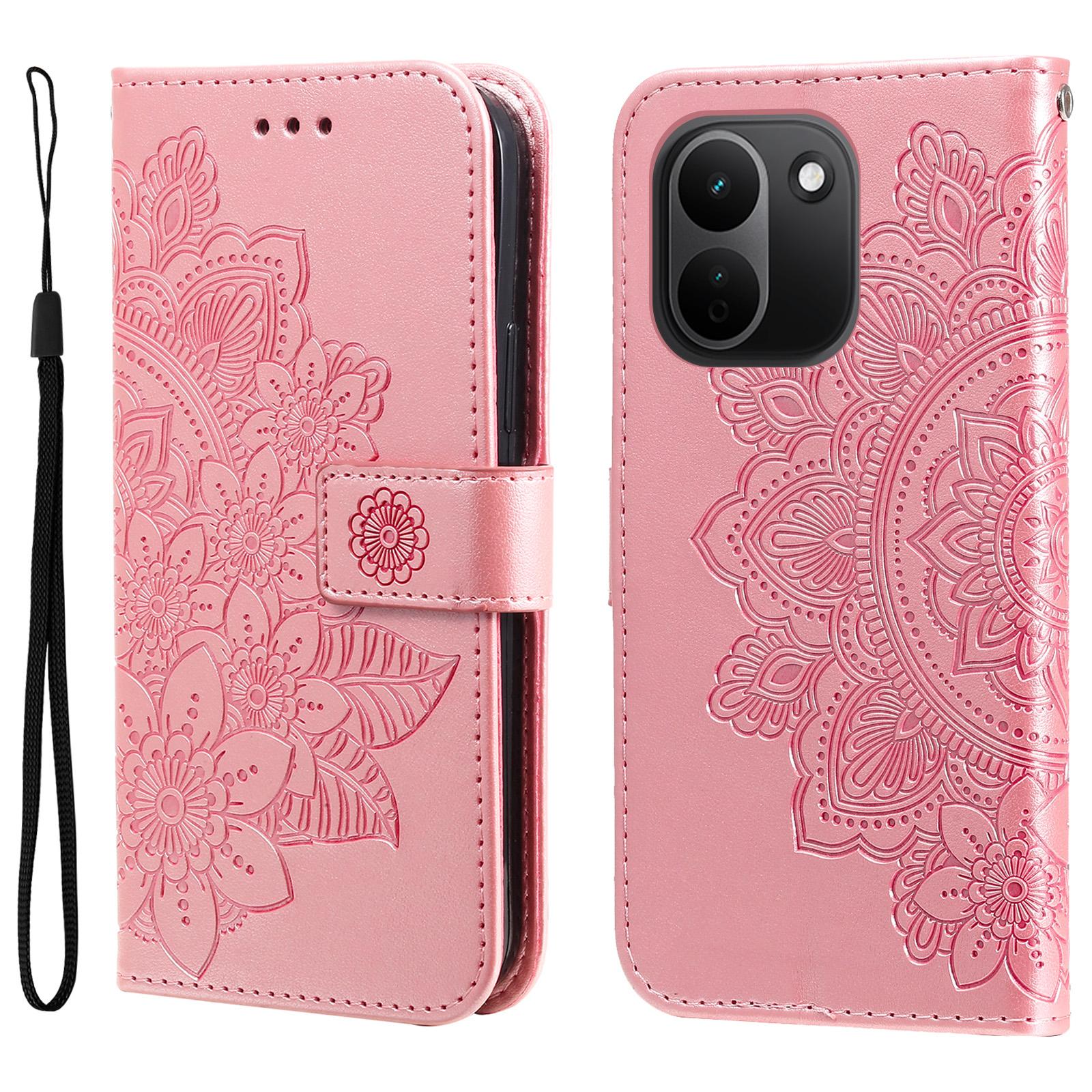 For Redmi Note 17 Pro+ 5G Global 163mm Seven-petal Flowers Embossing Leather Phone Case(Rose Gold) - Shopkiz.com