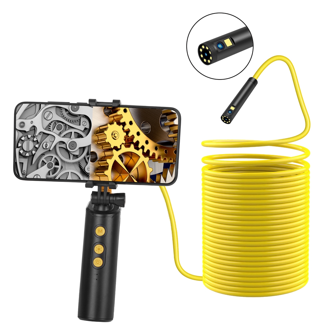 F280 8mm 1080P IP68 Waterproof Dual Camera WiFi Digital Endoscope, Length:10m Hard Cable(Yellow) - Shopkiz.com