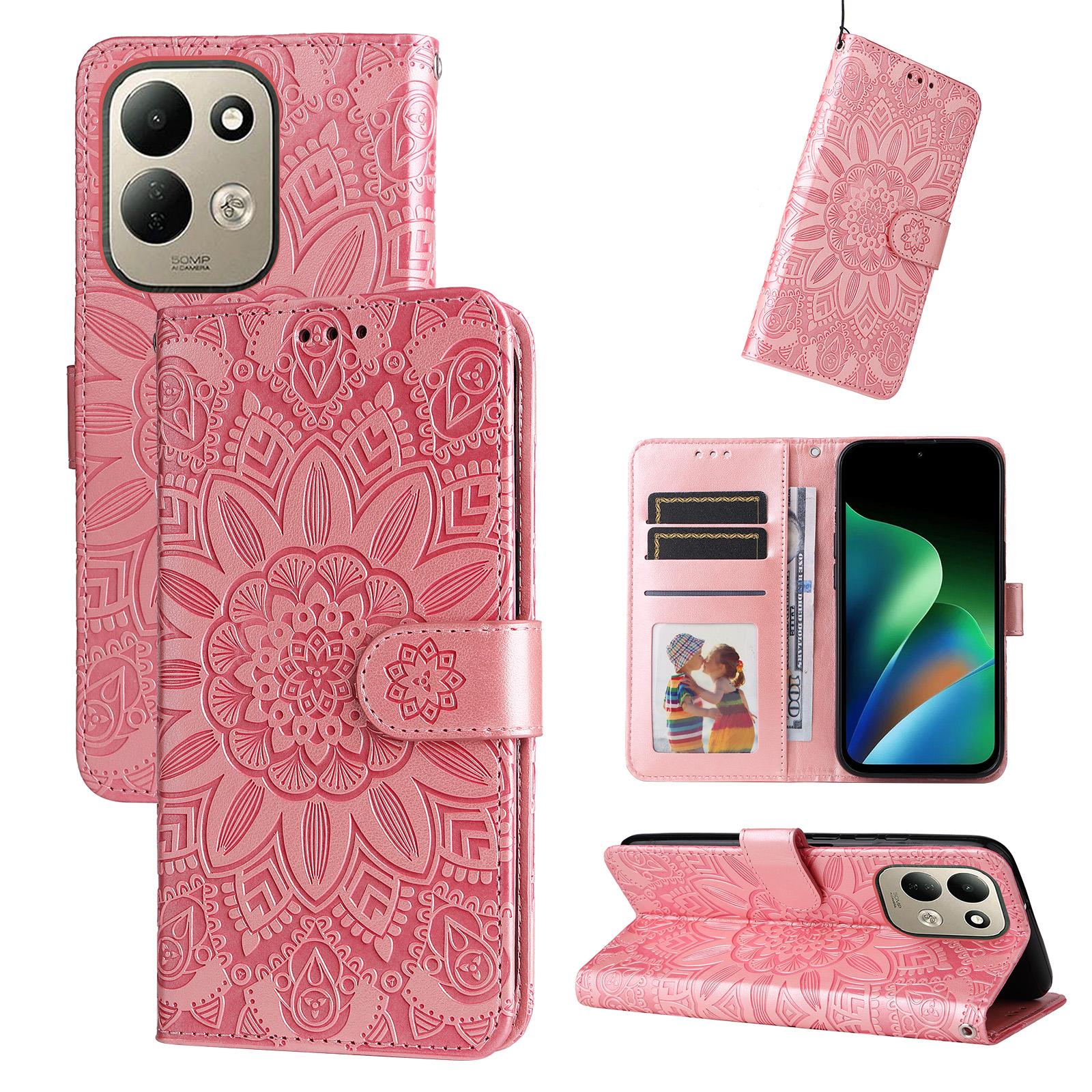 For Redmi 17 5G / 4G Global 170mm Embossed Sunflower Leather Phone Case(Rose Gold) - Shopkiz.com