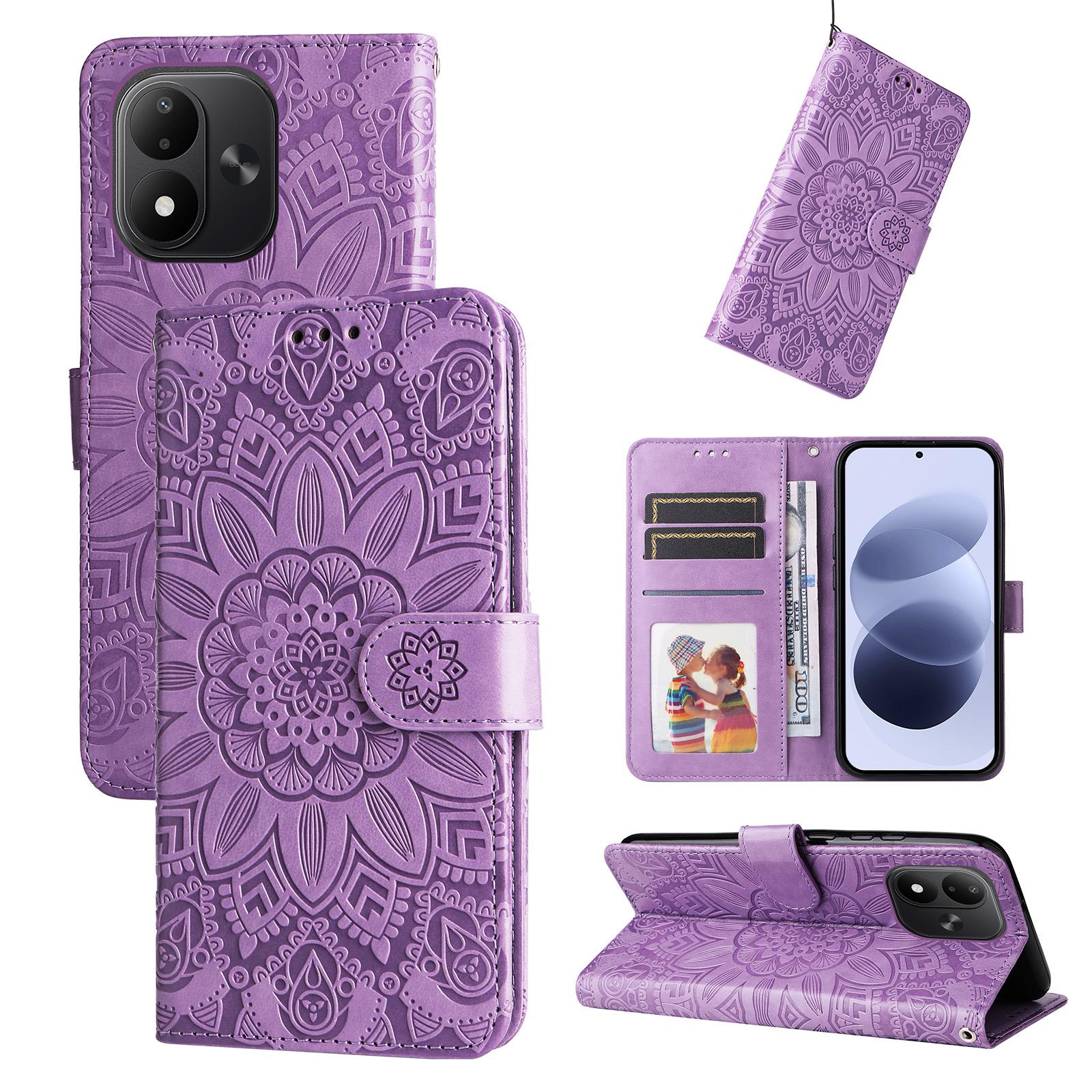 For Redmi Note 17 5G / 4G Global 171mm Embossed Sunflower Leather Phone Case(Purple) - Shopkiz.com