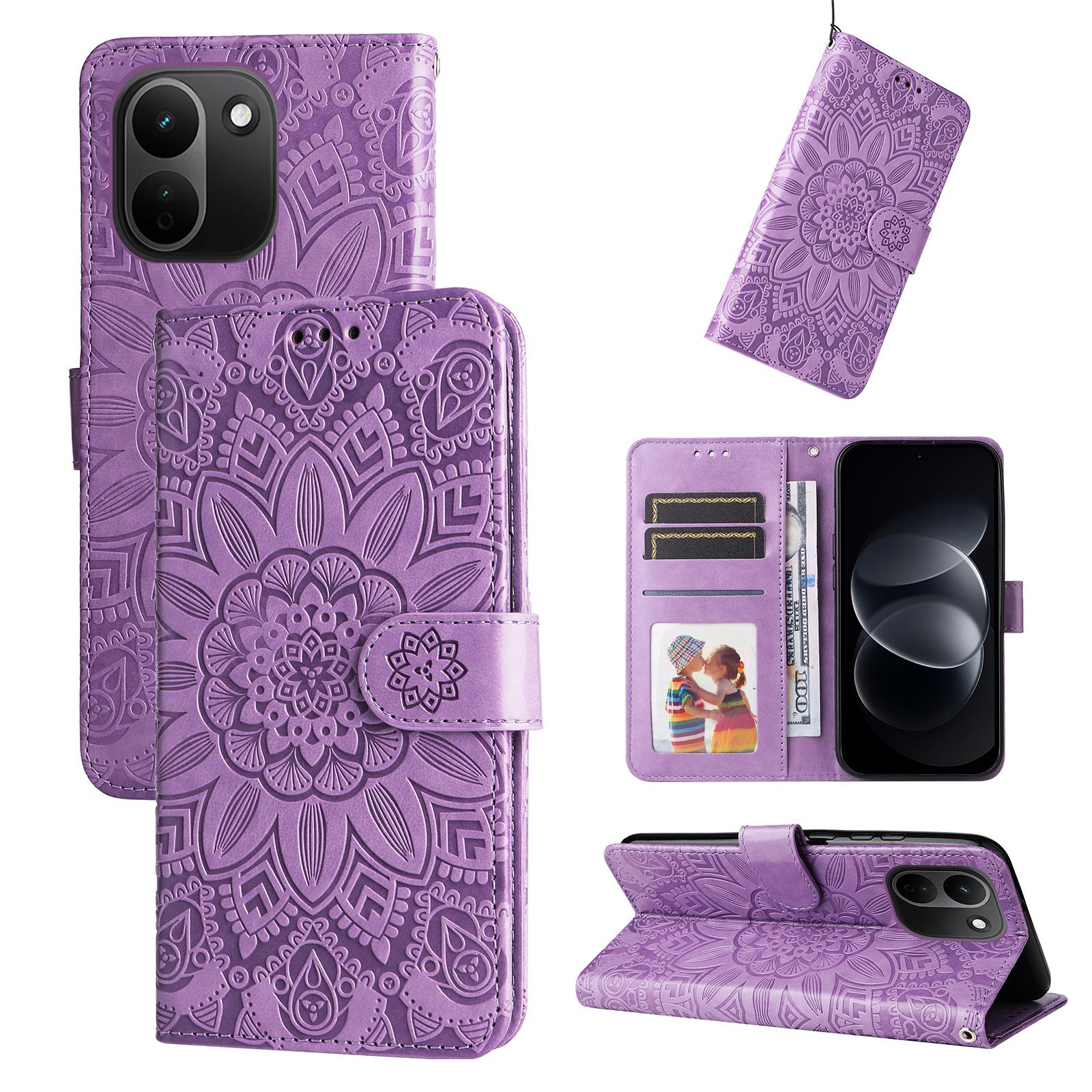 For Redmi Note 17 Pro+ 5G Global 163mm Embossed Sunflower Leather Phone Case(Purple) - Shopkiz.com