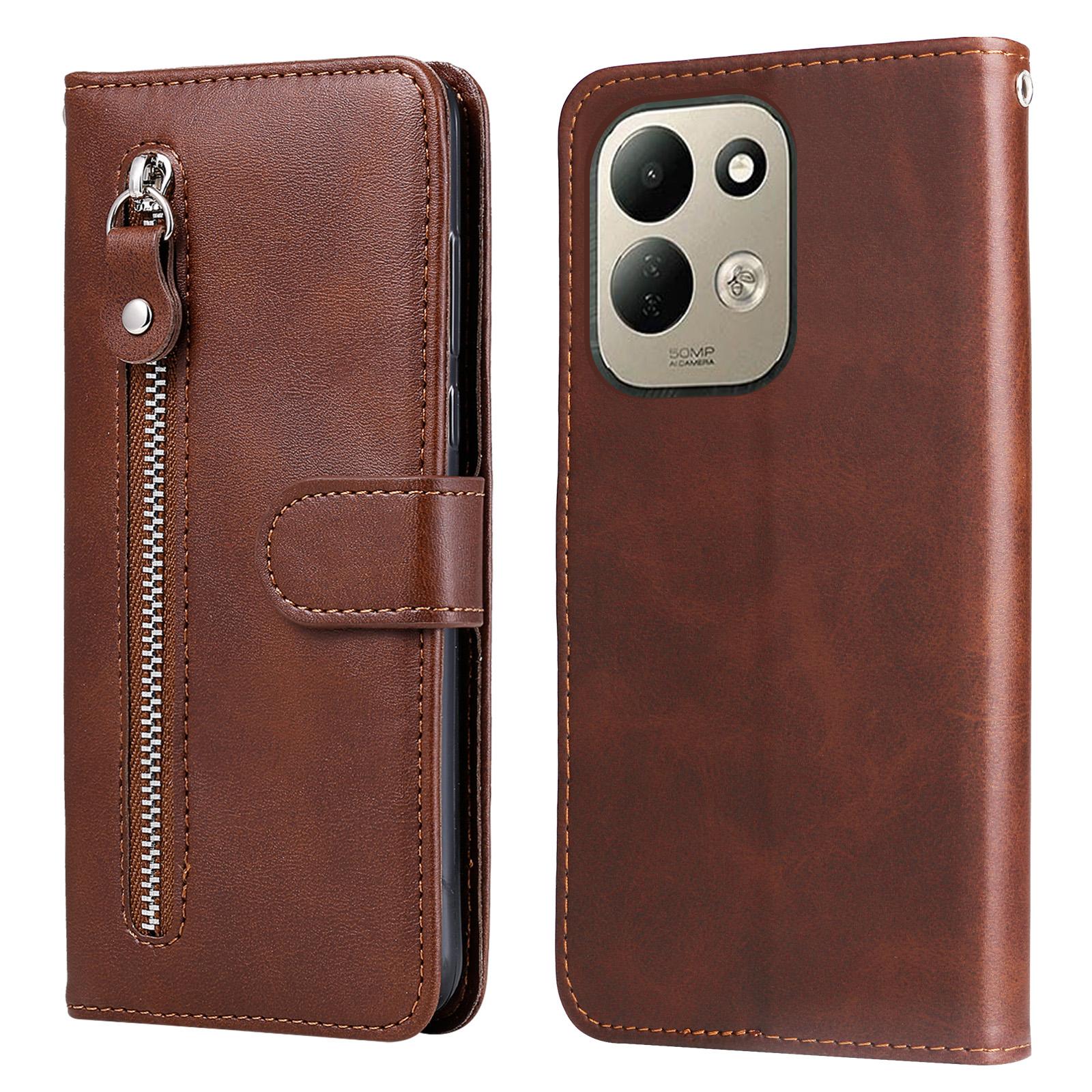 For Redmi 17 5G / 4G Global 170mm Fashion Calf Texture Zipper Leather Phone Case(Brown) - Shopkiz.com