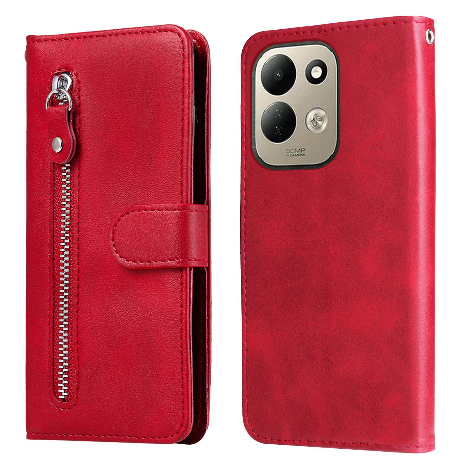 For Redmi 17 5G / 4G Global 170mm Fashion Calf Texture Zipper Leather Phone Case(Red) - Shopkiz.com