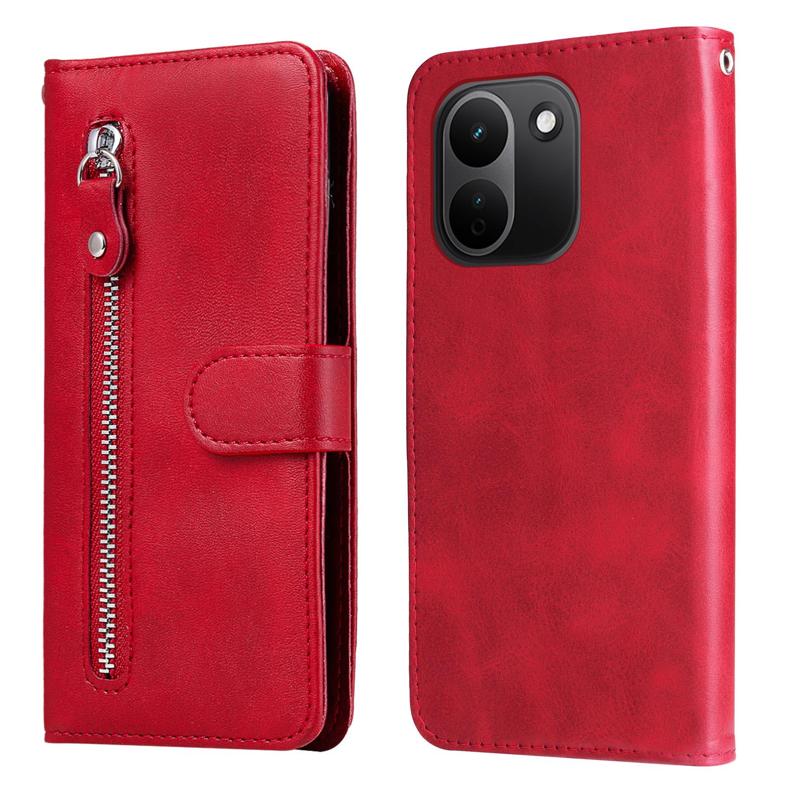 For Redmi Note 17 Pro+ 5G Global 163mm Fashion Calf Texture Zipper Leather Phone Case(Red) - Shopkiz.com