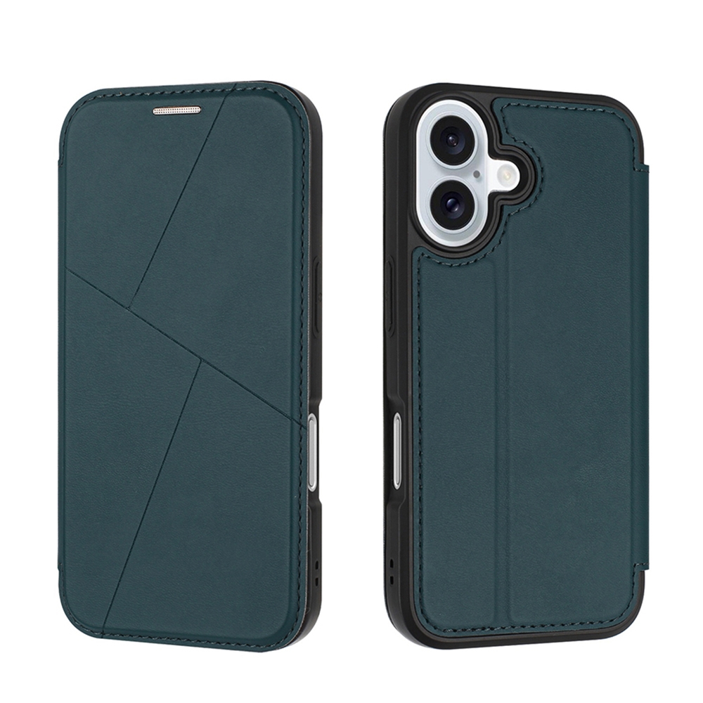 For iPhone 16 Magnetic Armor Series RFID Card Slots Leather Phone Case(Green) - Shopkiz.com