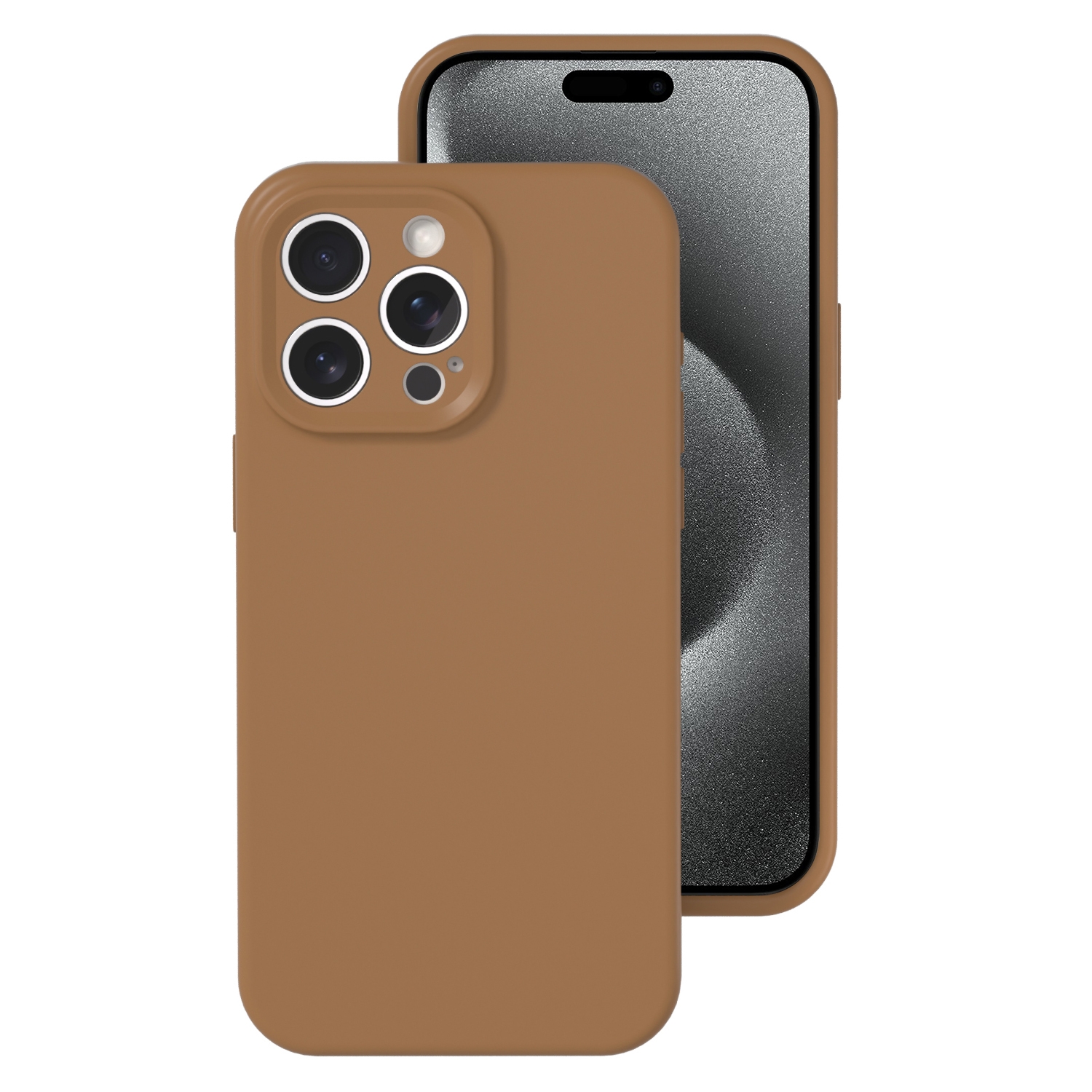 For iPhone 15 Pro Precise Hole Liquid Silicone Jelly Color Full Coverage Phone Case(Khaki) - Shopkiz.com