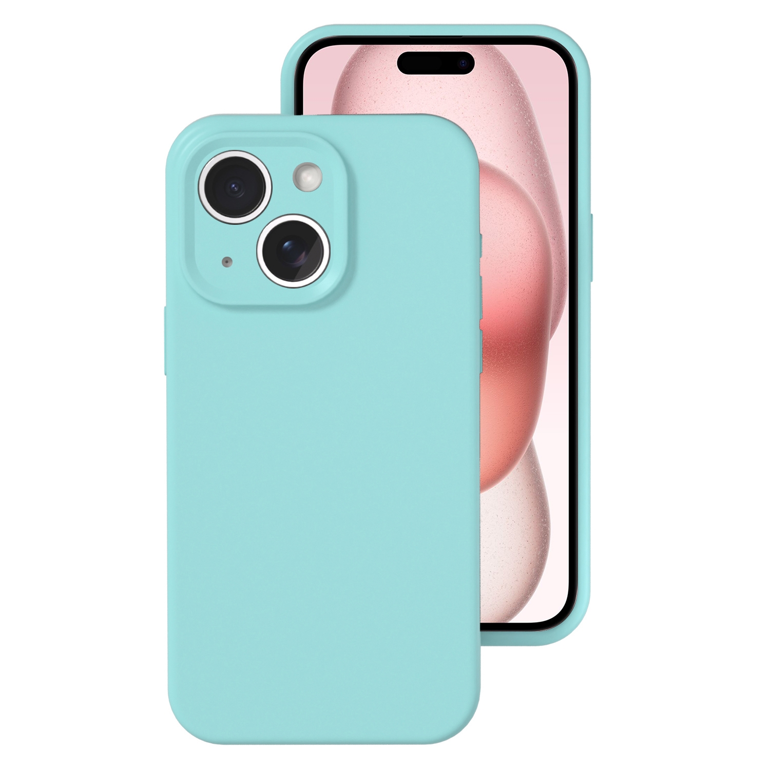 For iPhone 15 Plus Precise Hole Liquid Silicone Jelly Color Full Coverage Phone Case(Glacier Blue) - Shopkiz.com