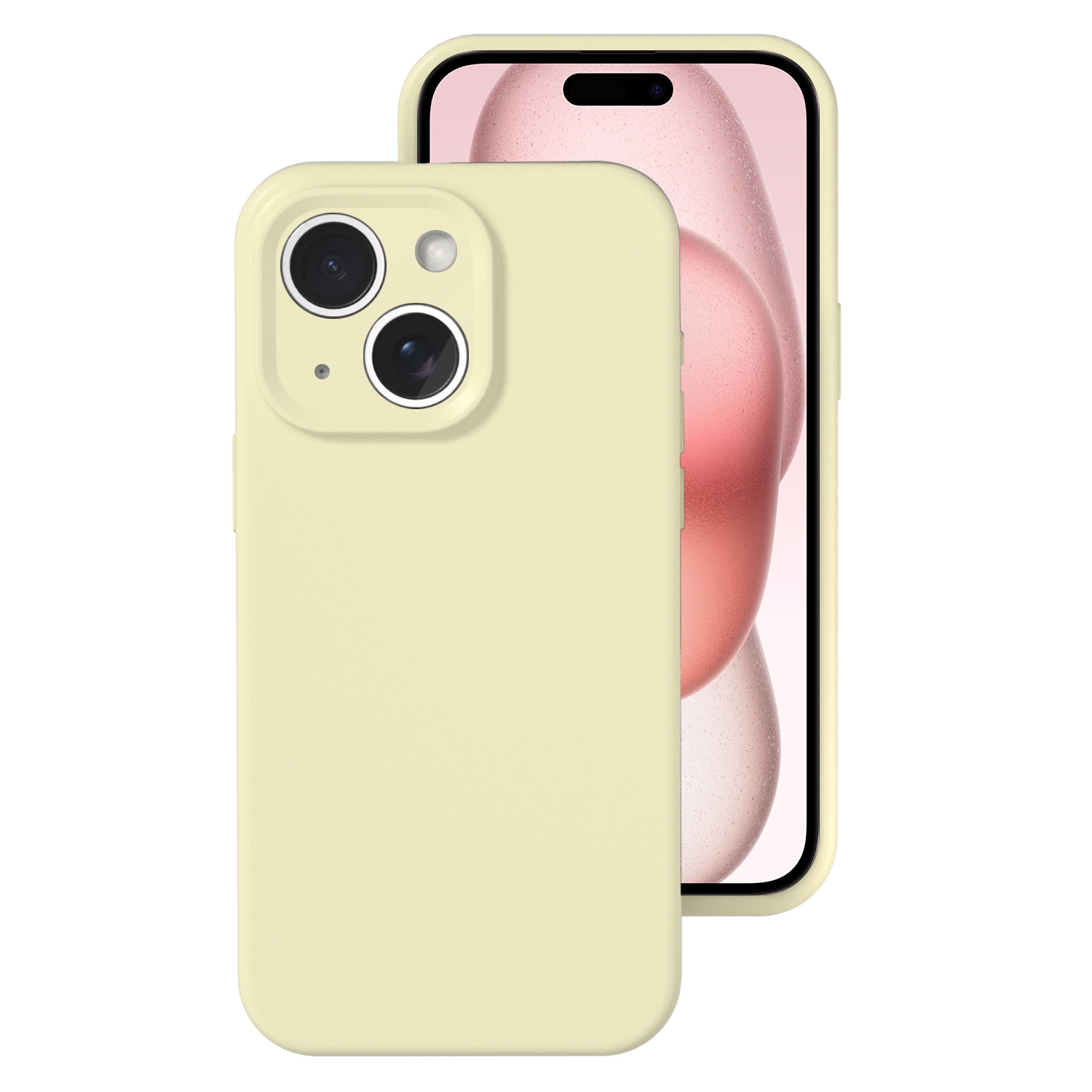 For iPhone 15 Precise Hole Liquid Silicone Jelly Color Full Coverage Phone Case(Milk Yellow) - Shopkiz.com