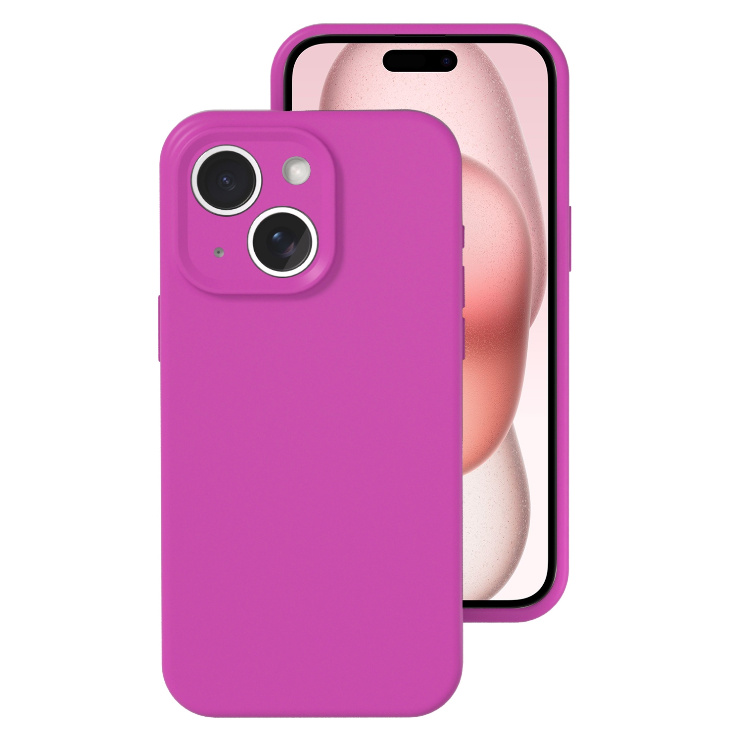 For iPhone 15 Precise Hole Liquid Silicone Jelly Color Full Coverage Phone Case(Dragon Fruit Color) - Shopkiz.com