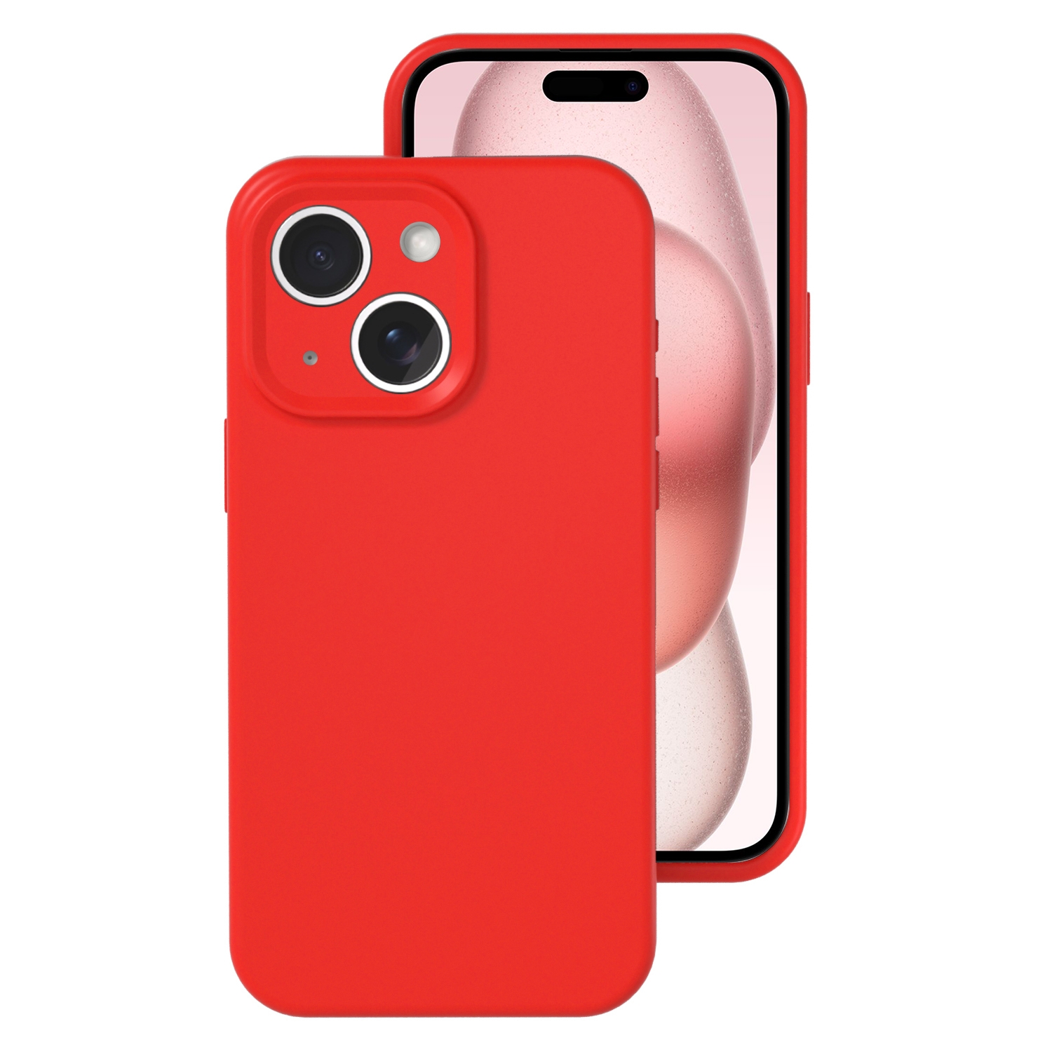 For iPhone 15 Precise Hole Liquid Silicone Jelly Color Full Coverage Phone Case(The Chinese Red) - Shopkiz.com