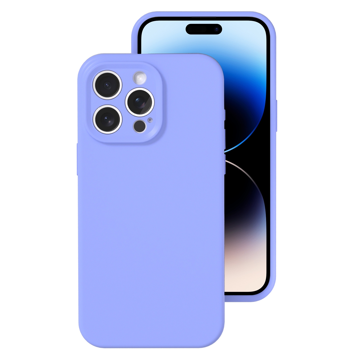 For iPhone 14 Pro Precise Hole Liquid Silicone Jelly Color Full Coverage Phone Case(Light Purple) - Shopkiz.com