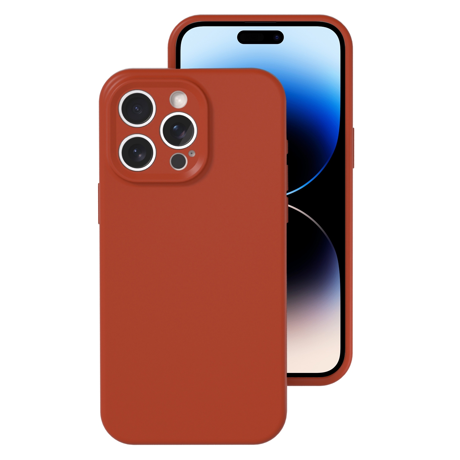 For iPhone 14 Pro Max Precise Hole Liquid Silicone Jelly Color Full Coverage Phone Case(Caramel Brown) - Shopkiz.com