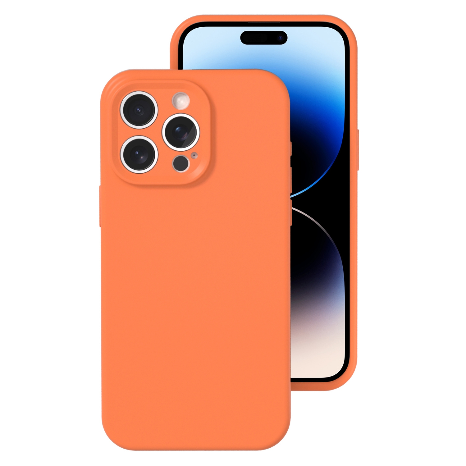 For iPhone 14 Pro Max Precise Hole Liquid Silicone Jelly Color Full Coverage Phone Case(Sugar Orange Color) - Shopkiz.com