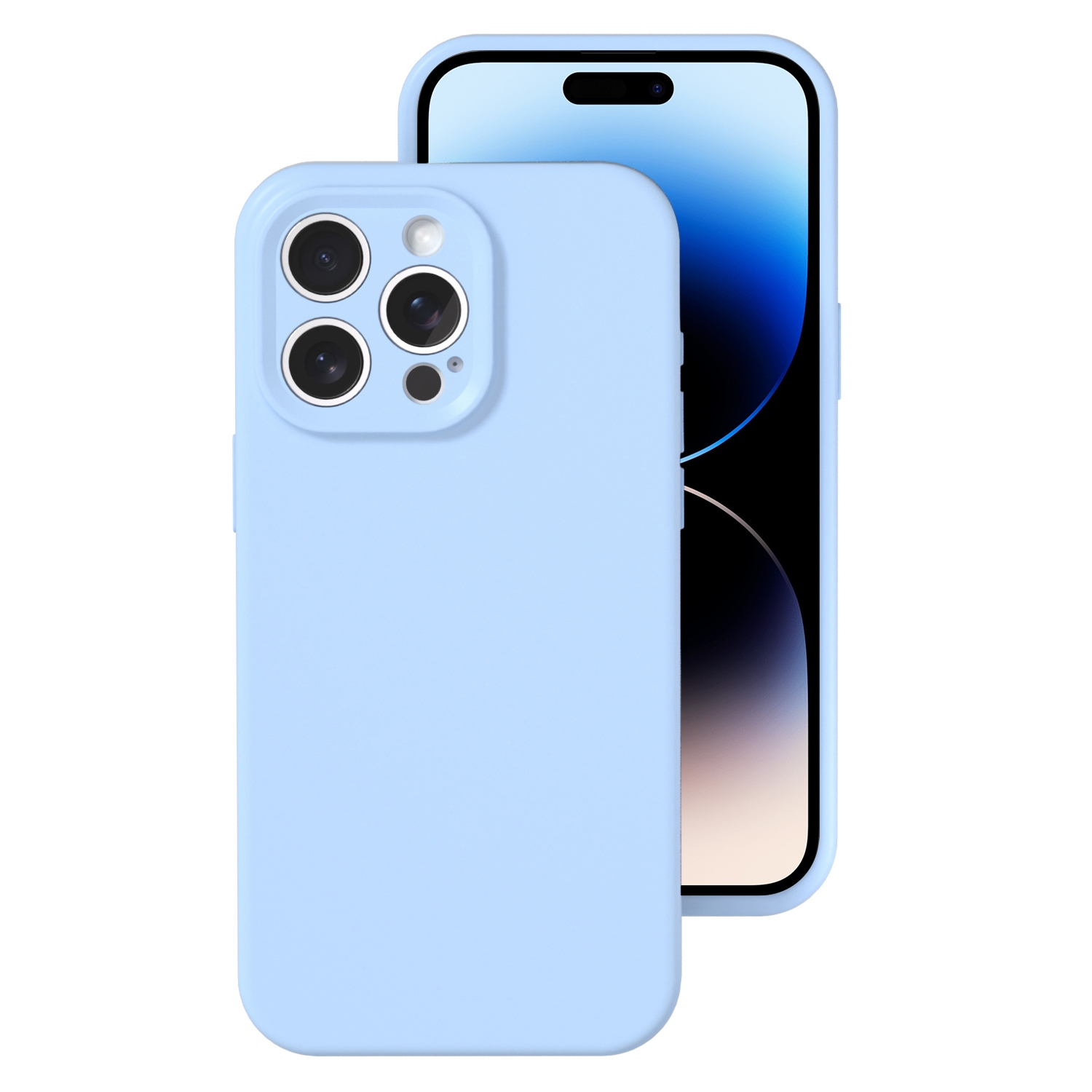 For iPhone 14 Pro Max Precise Hole Liquid Silicone Jelly Color Full Coverage Phone Case(Sky Blue) - Shopkiz.com