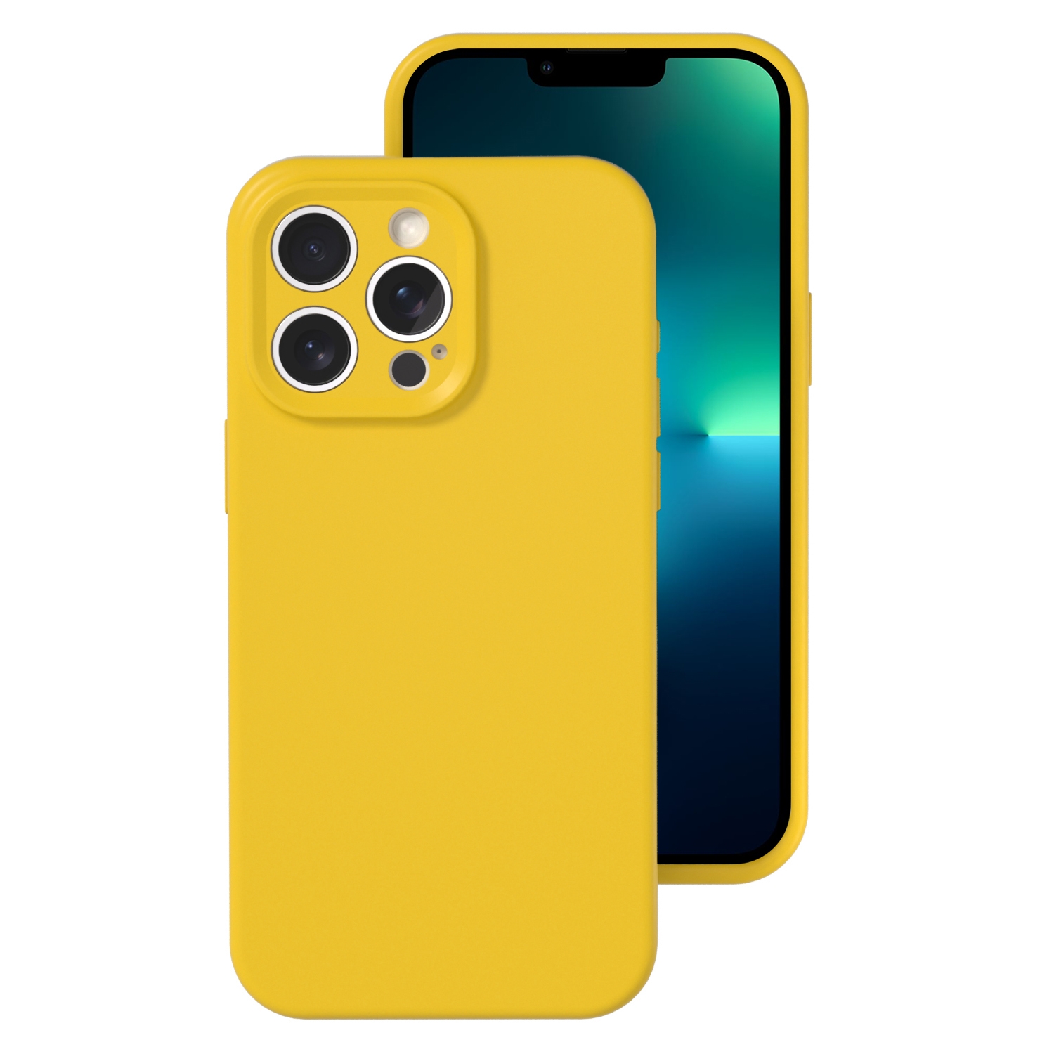 For iPhone 13 Pro Precise Hole Liquid Silicone Jelly Color Full Coverage Phone Case(Sunflower Color) - Shopkiz.com