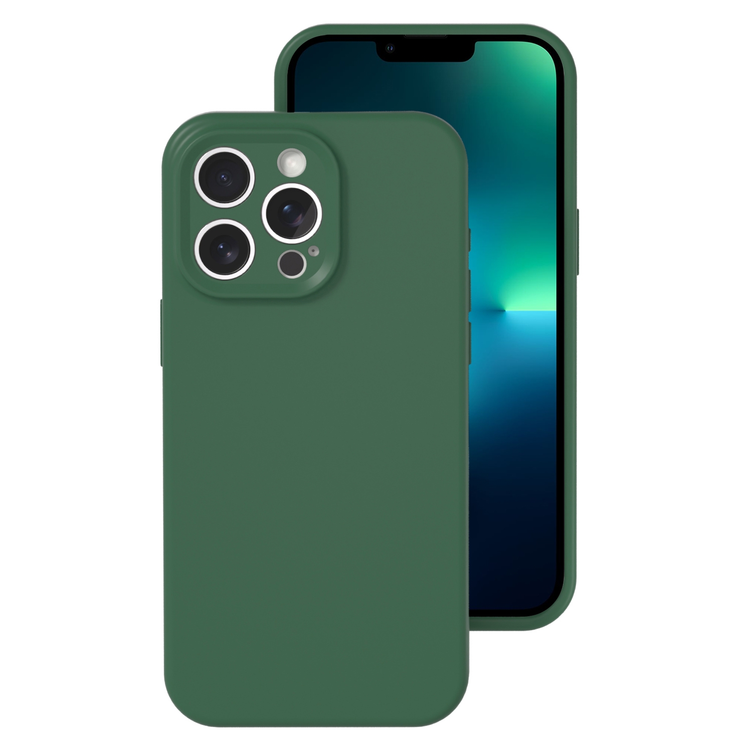 For iPhone 13 Pro Precise Hole Liquid Silicone Jelly Color Full Coverage Phone Case(Moss Green) - Shopkiz.com
