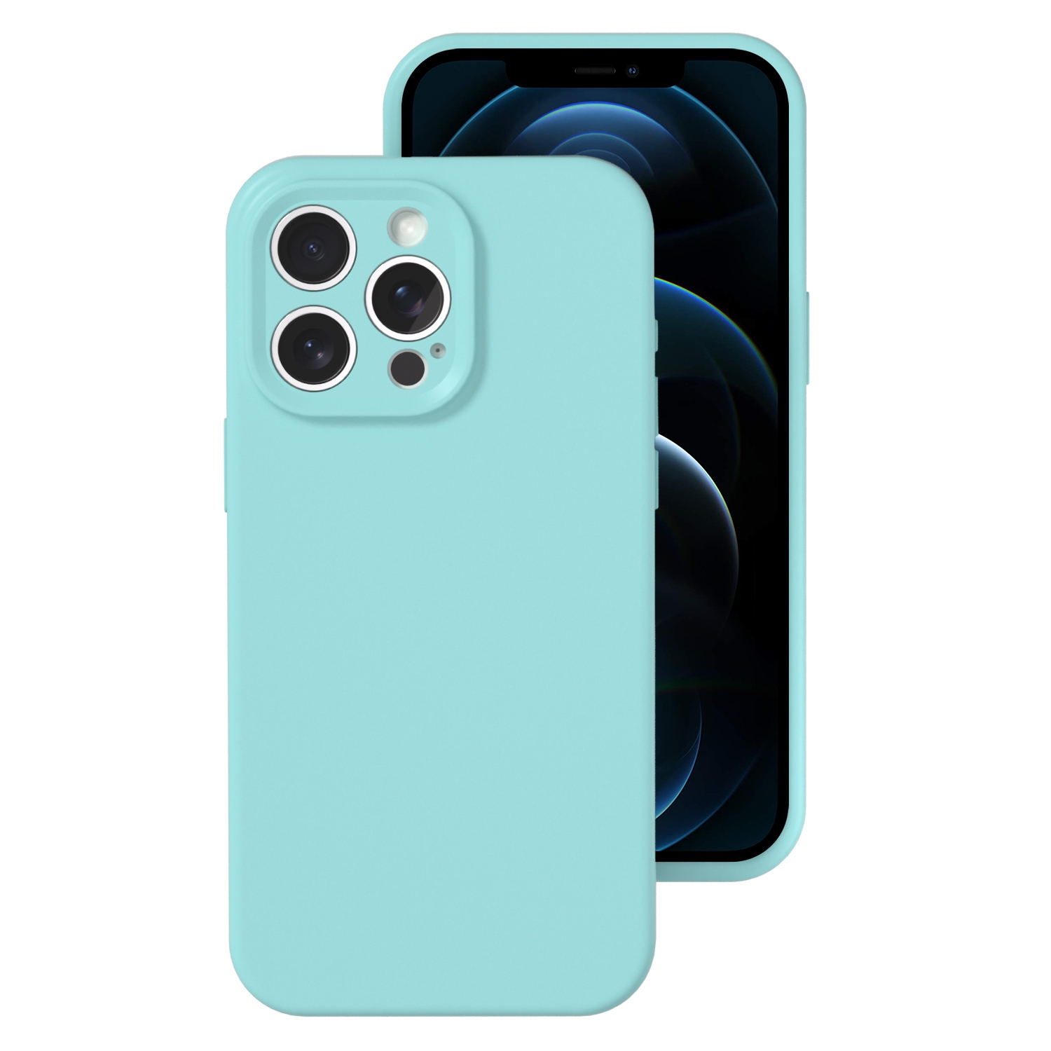 For iPhone 12 Pro Max Precise Hole Liquid Silicone Jelly Color Full Coverage Phone Case(Glacier Blue) - Shopkiz.com