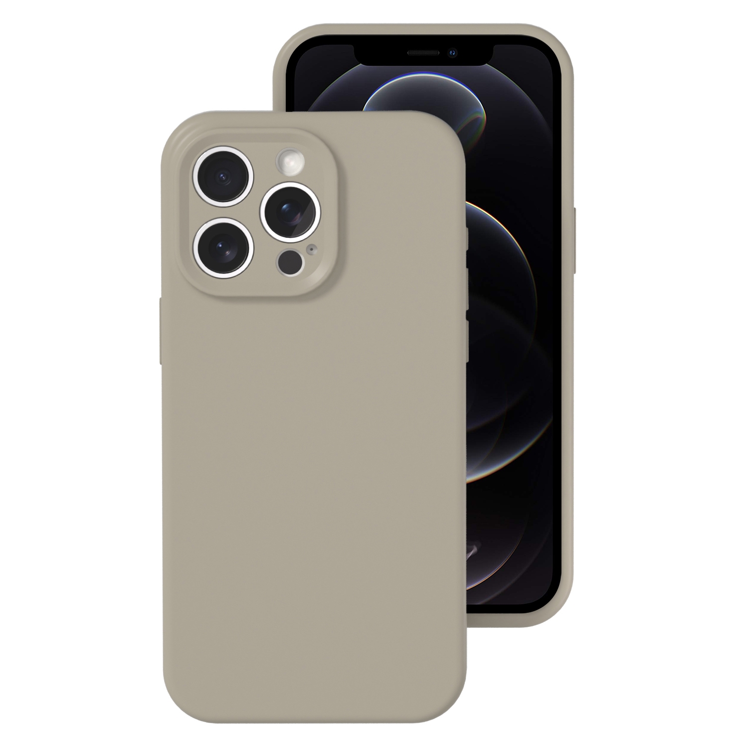 For iPhone 12 Pro Precise Hole Liquid Silicone Jelly Color Full Coverage Phone Case(Rock Gray) - Shopkiz.com