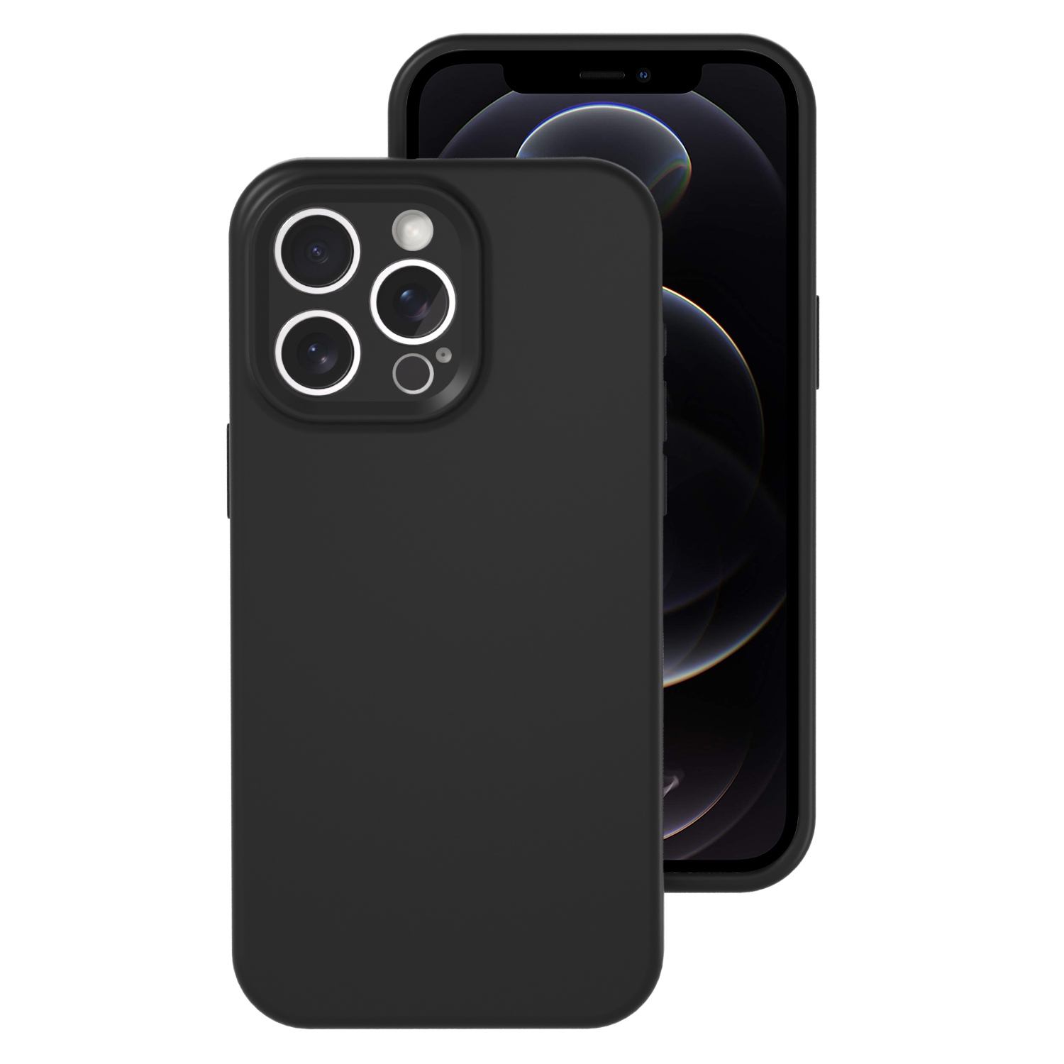For iPhone 12 Pro Precise Hole Liquid Silicone Jelly Color Full Coverage Phone Case(Black) - Shopkiz.com