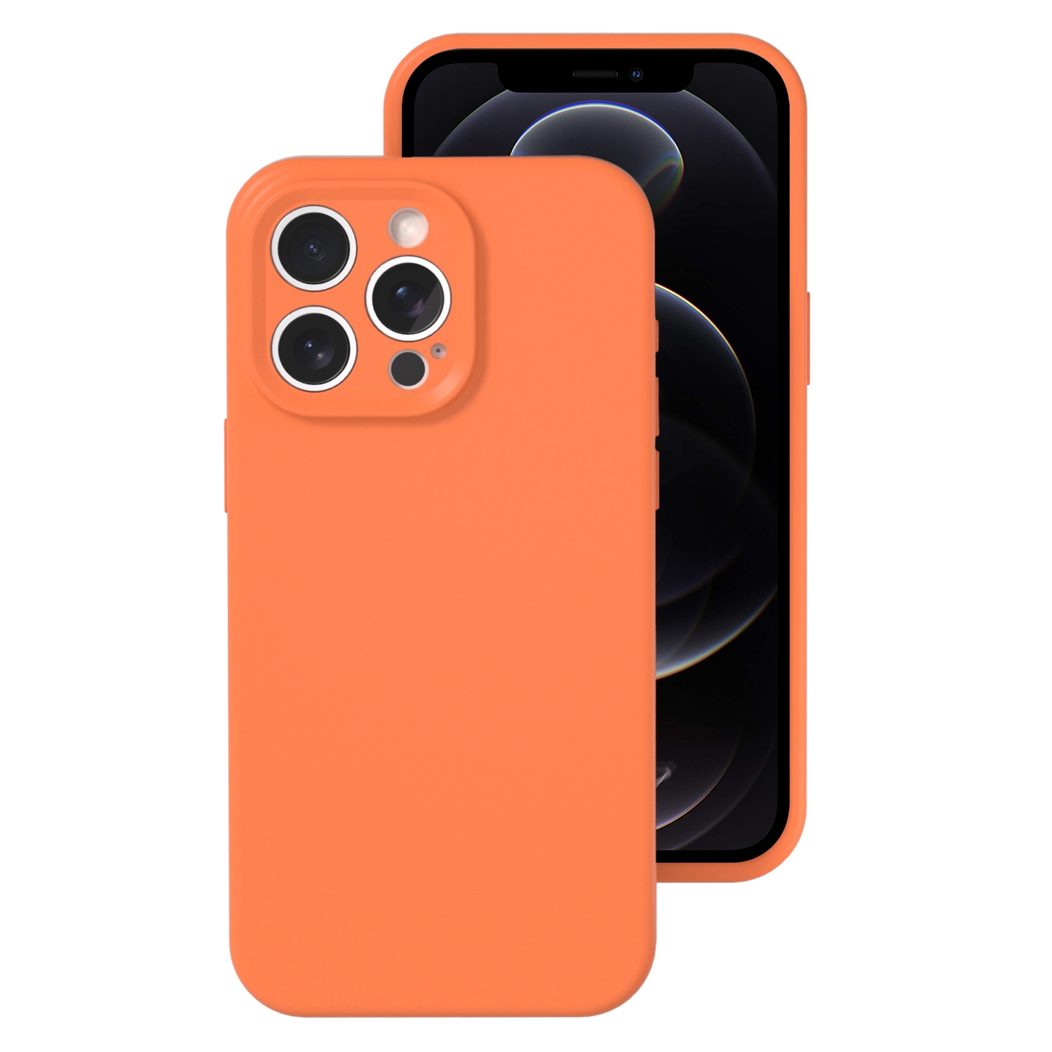 For iPhone 12 Pro Precise Hole Liquid Silicone Jelly Color Full Coverage Phone Case(Sugar Orange Color) - Shopkiz.com