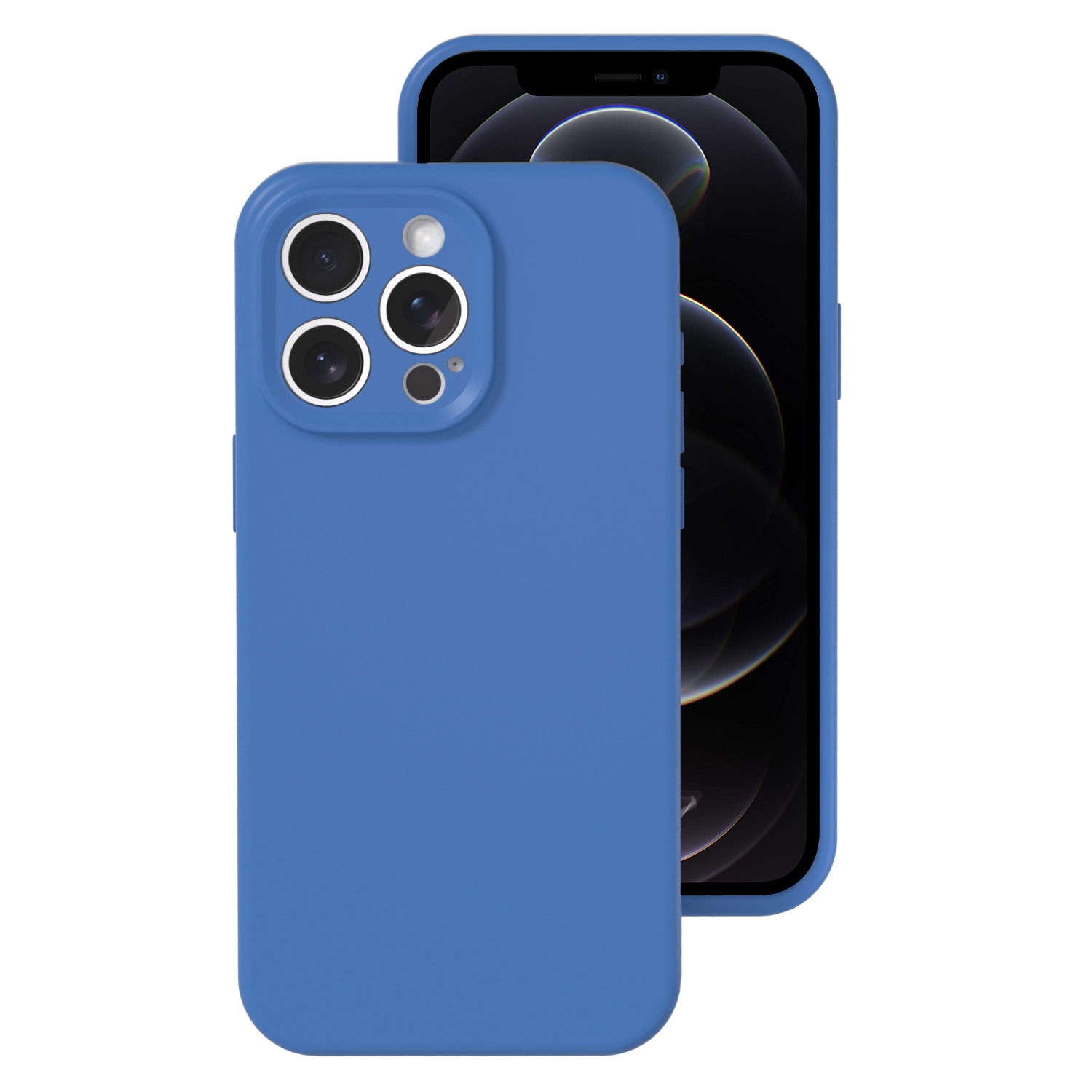 For iPhone 12 Pro Precise Hole Liquid Silicone Jelly Color Full Coverage Phone Case(Navy Blue) - Shopkiz.com