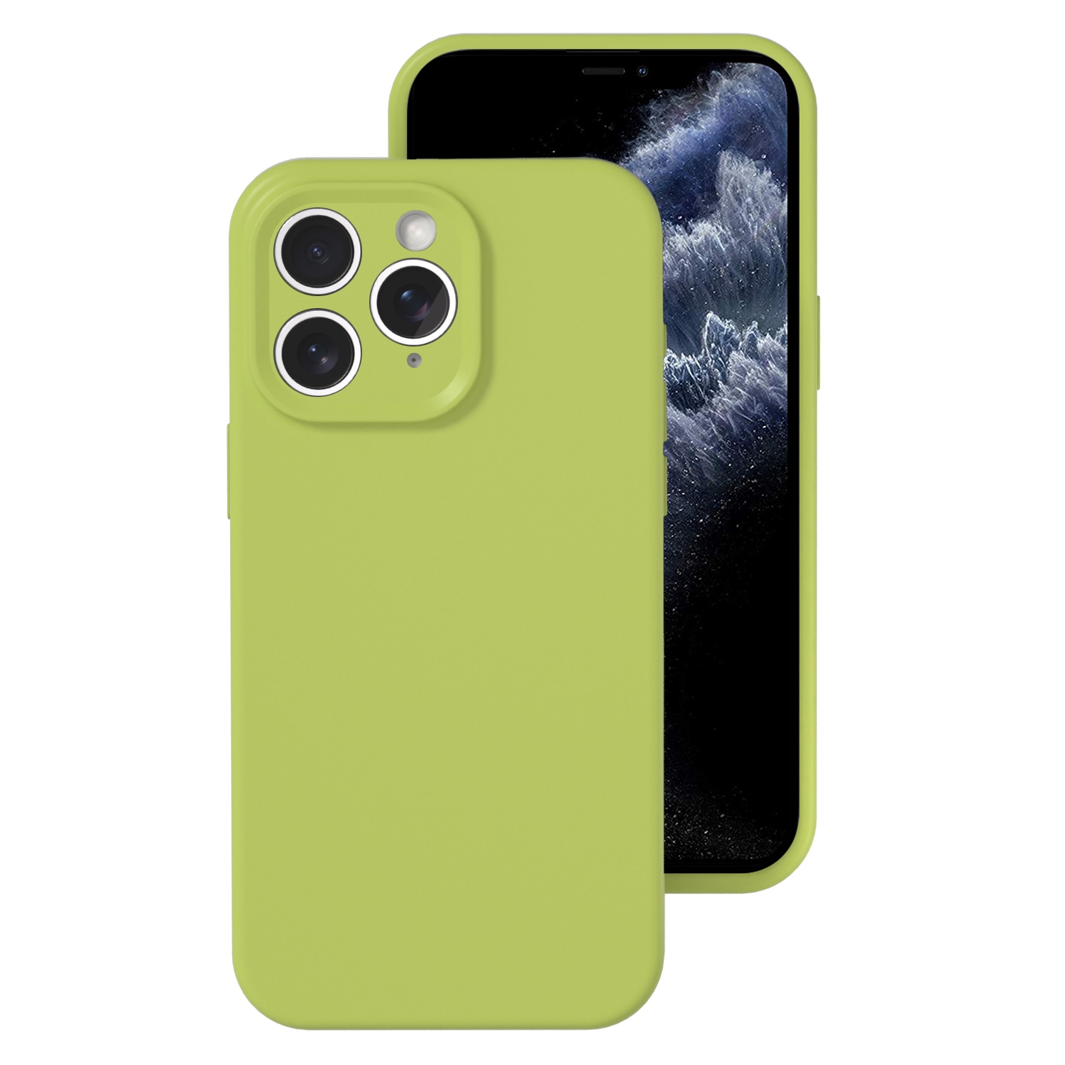 For iPhone 11 Pro Max Precise Hole Liquid Silicone Jelly Color Full Coverage Phone Case(Willow Green) - Shopkiz.com