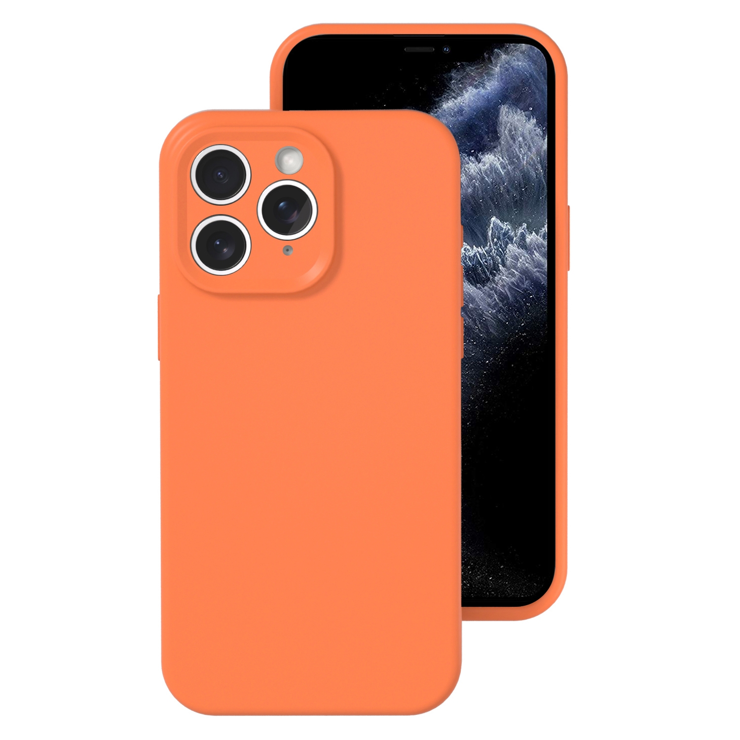For iPhone 11 Pro Max Precise Hole Liquid Silicone Jelly Color Full Coverage Phone Case(Sugar Orange Color) - Shopkiz.com