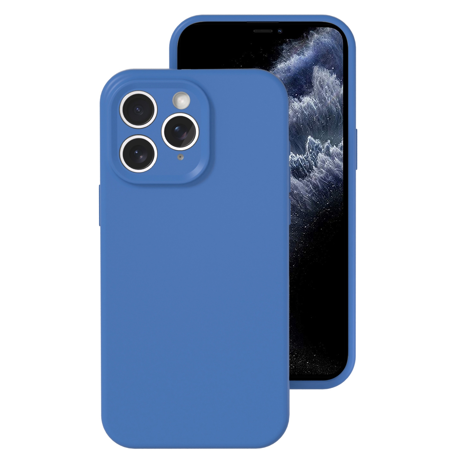 For iPhone 11 Pro Max Precise Hole Liquid Silicone Jelly Color Full Coverage Phone Case(Navy Blue) - Shopkiz.com