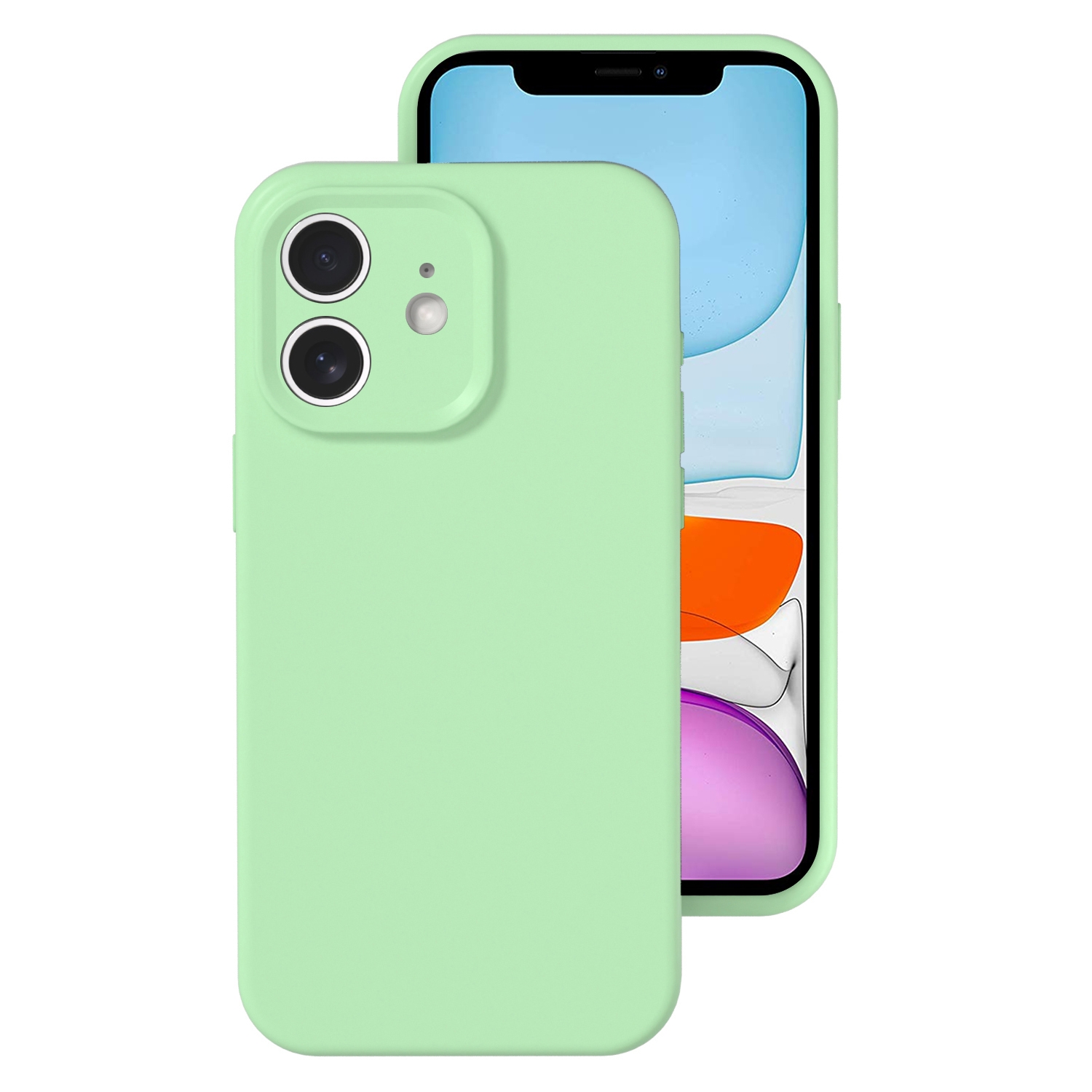 For iPhone 11 Precise Hole Liquid Silicone Jelly Color Full Coverage Phone Case(Mint Green) - Shopkiz.com