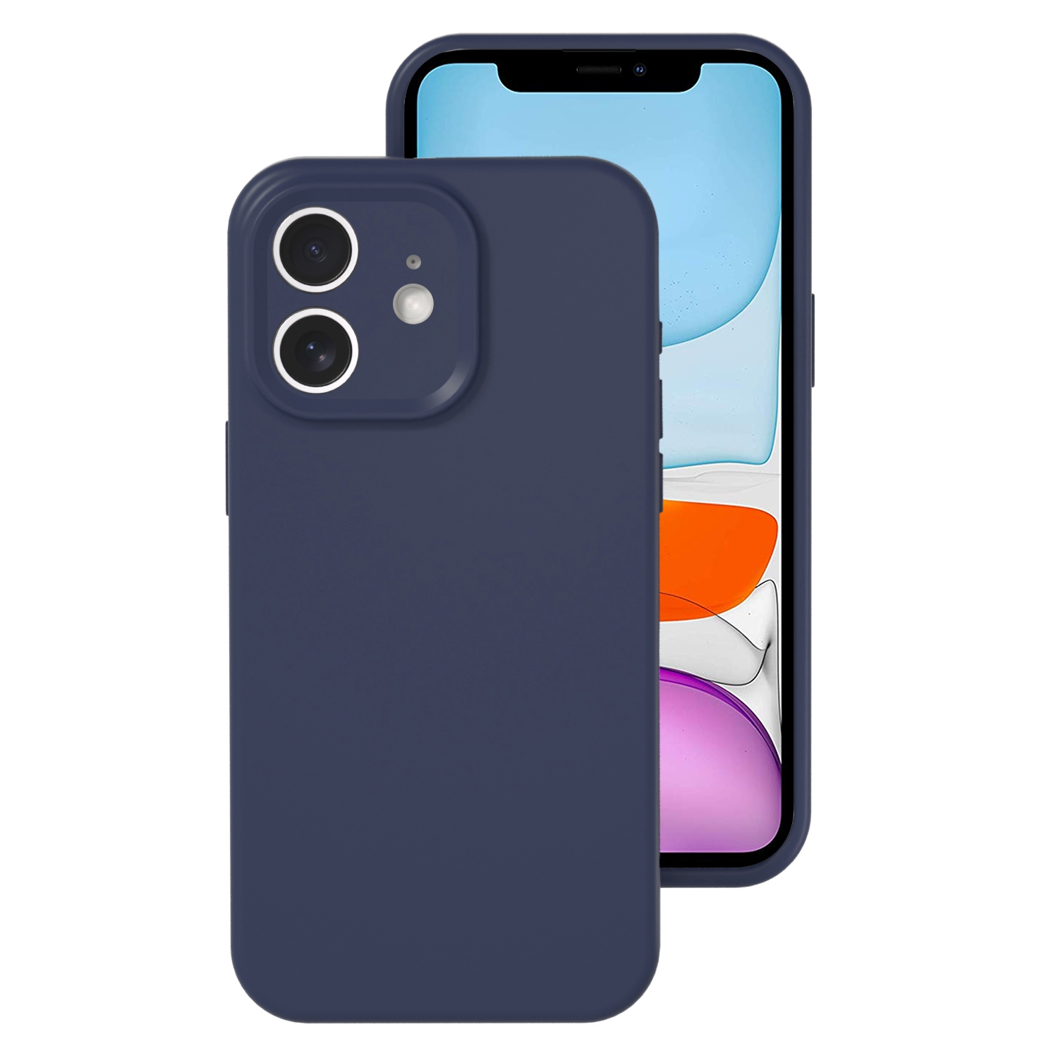 For iPhone 11 Precise Hole Liquid Silicone Jelly Color Full Coverage Phone Case(Midnight Blue) - Shopkiz.com