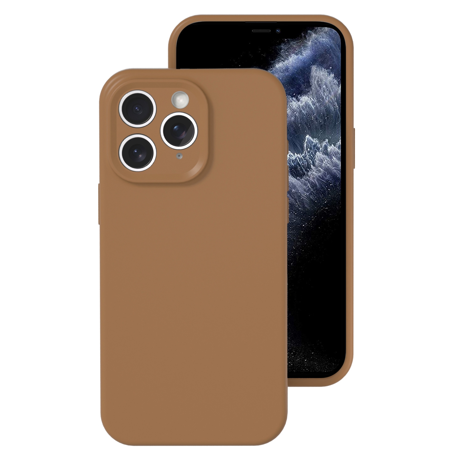 For iPhone 11 Pro Precise Hole Liquid Silicone Jelly Color Full Coverage Phone Case(Khaki) - Shopkiz.com