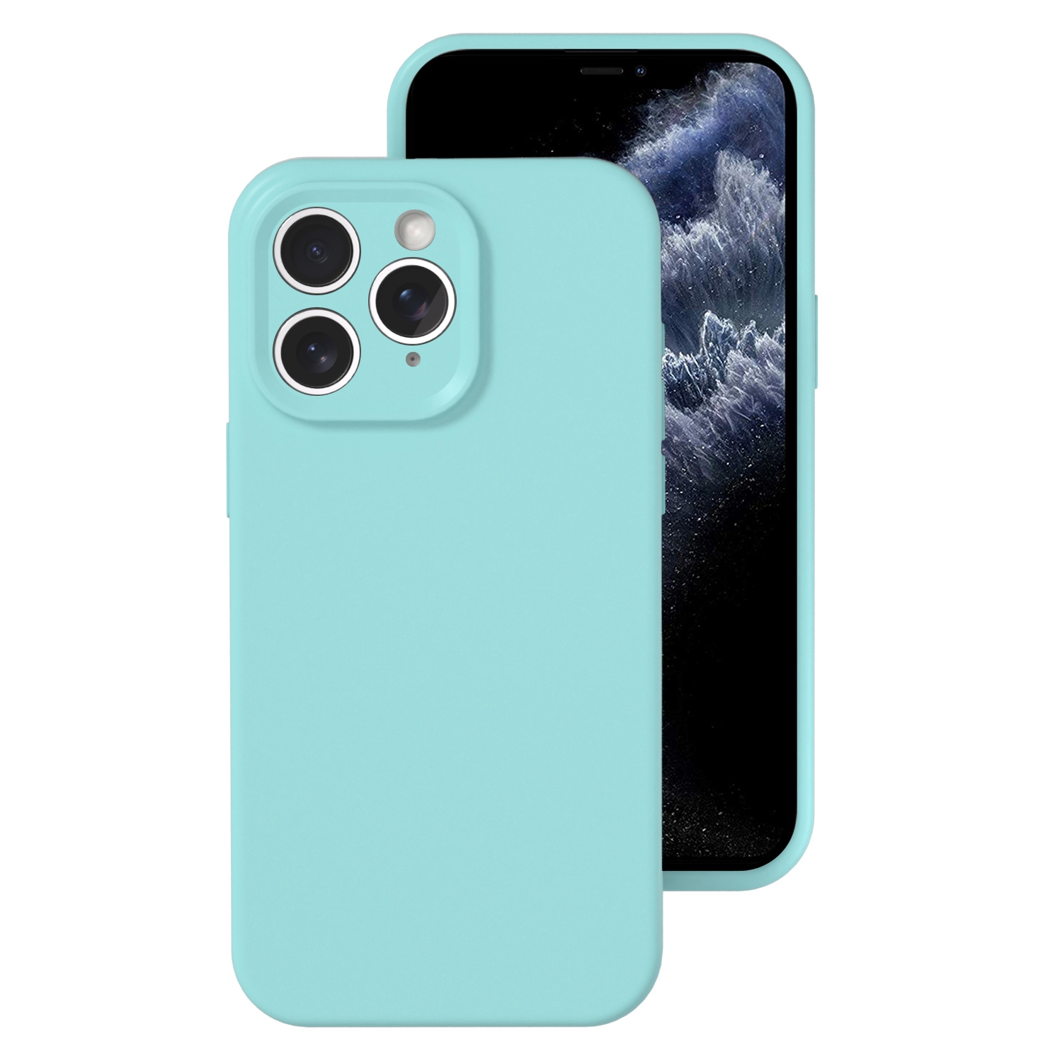 For iPhone 11 Pro Precise Hole Liquid Silicone Jelly Color Full Coverage Phone Case(Glacier Blue) - Shopkiz.com