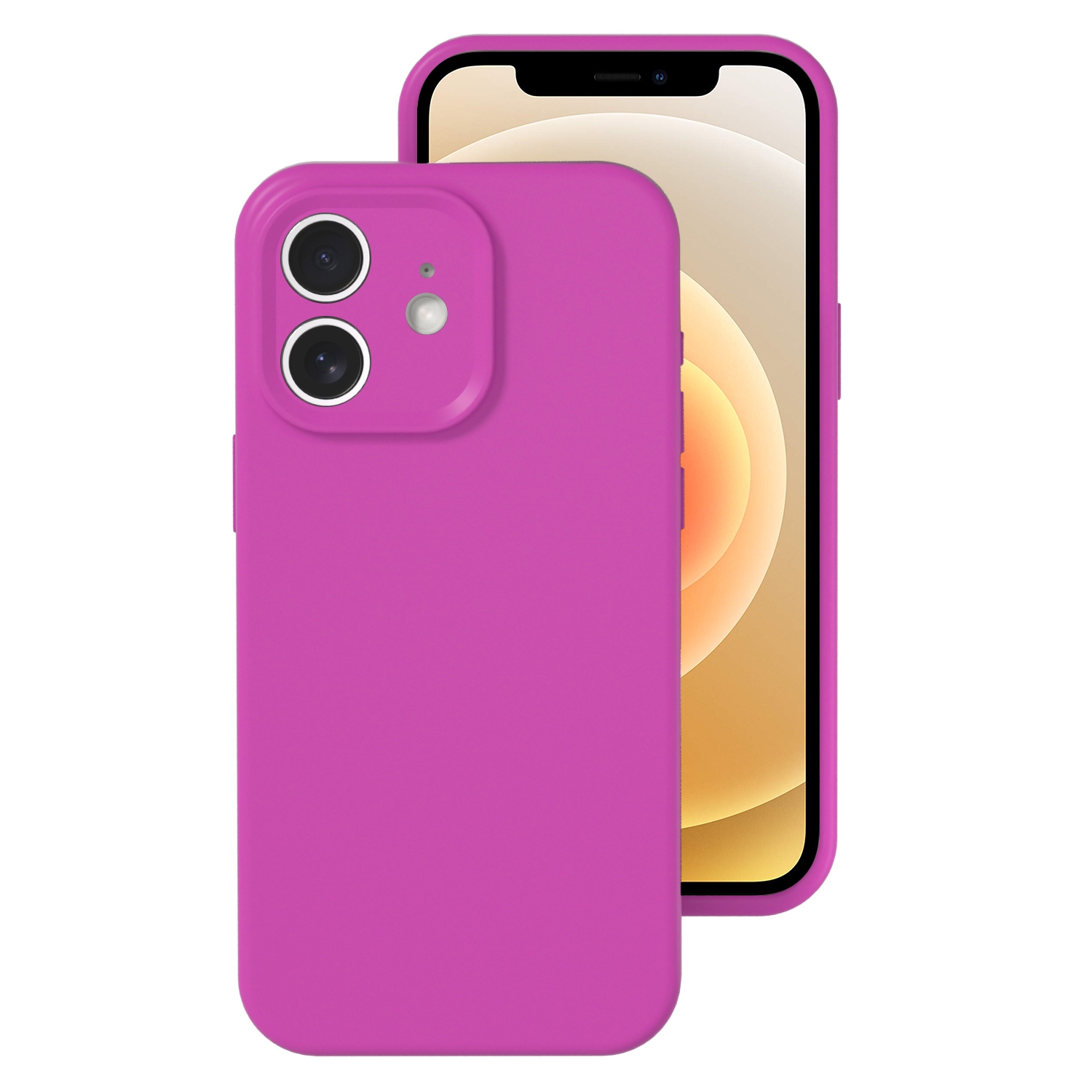 For iPhone 12 Precise Hole Liquid Silicone Jelly Color Full Coverage Phone Case(Dragon Fruit Color) - Shopkiz.com