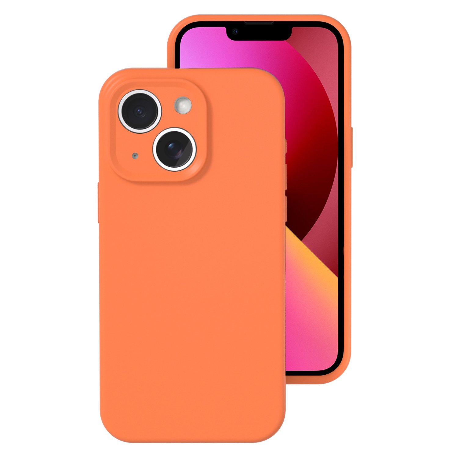 For iPhone 13 Precise Hole Liquid Silicone Jelly Color Full Coverage Phone Case(Sugar Orange Color) - Shopkiz.com