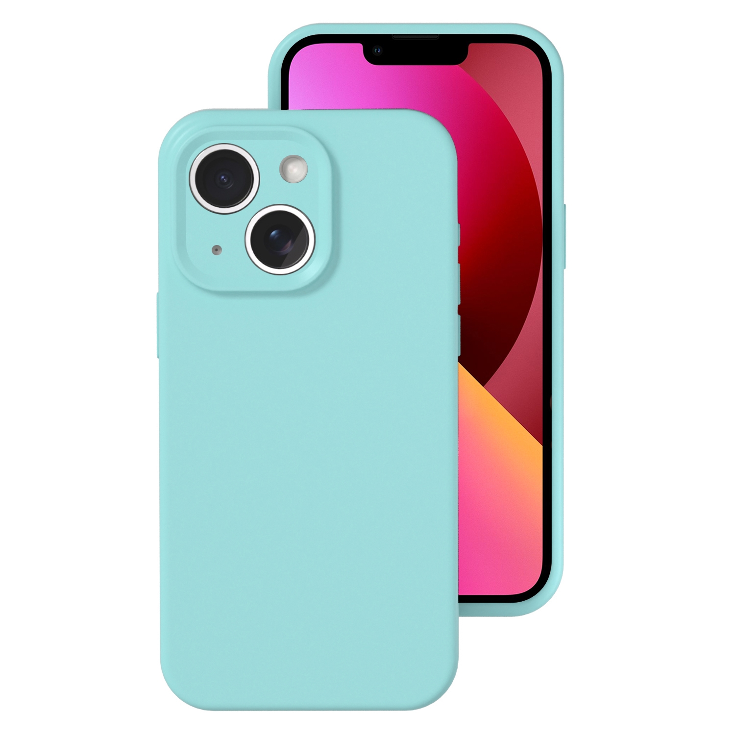 For iPhone 13 Precise Hole Liquid Silicone Jelly Color Full Coverage Phone Case(Glacier Blue) - Shopkiz.com