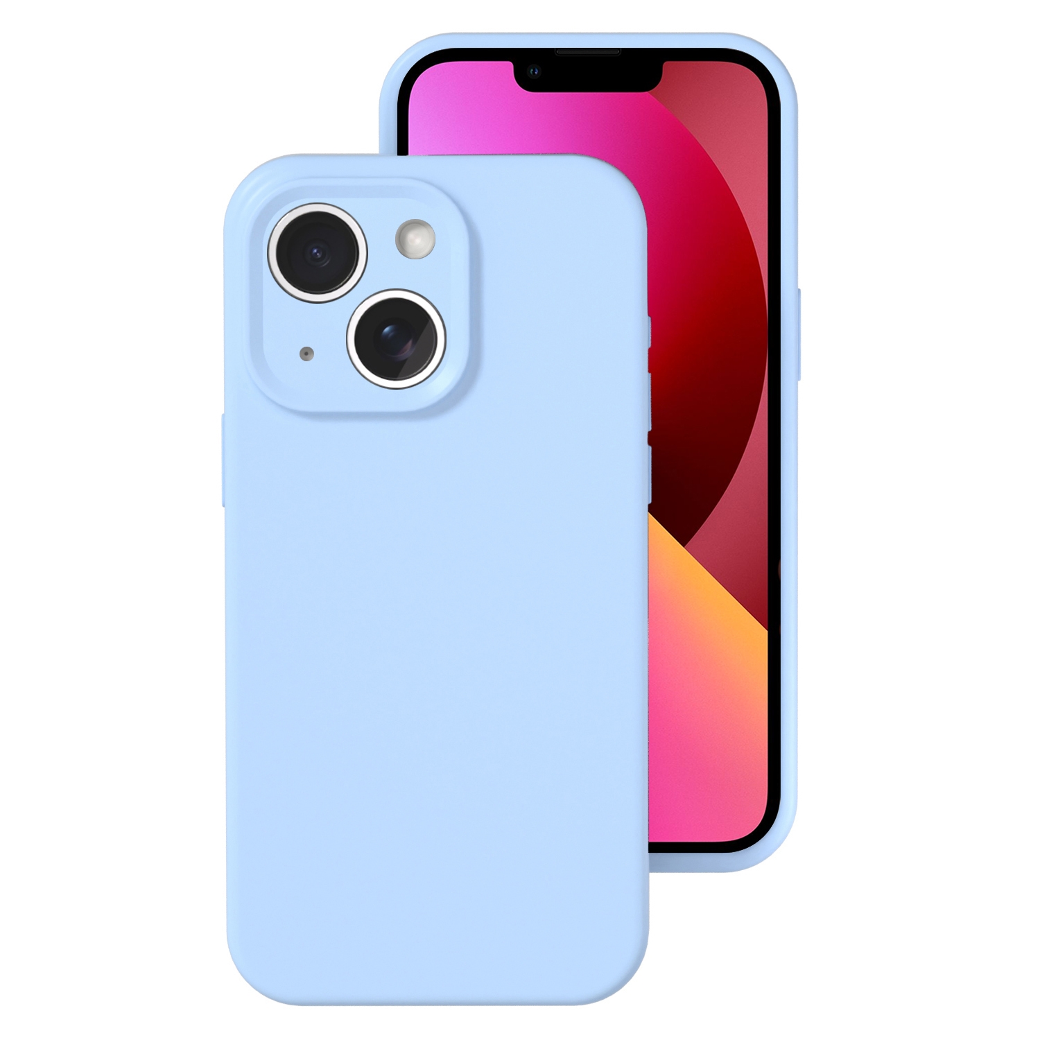 For iPhone 13 Precise Hole Liquid Silicone Jelly Color Full Coverage Phone Case(Sky Blue) - Shopkiz.com
