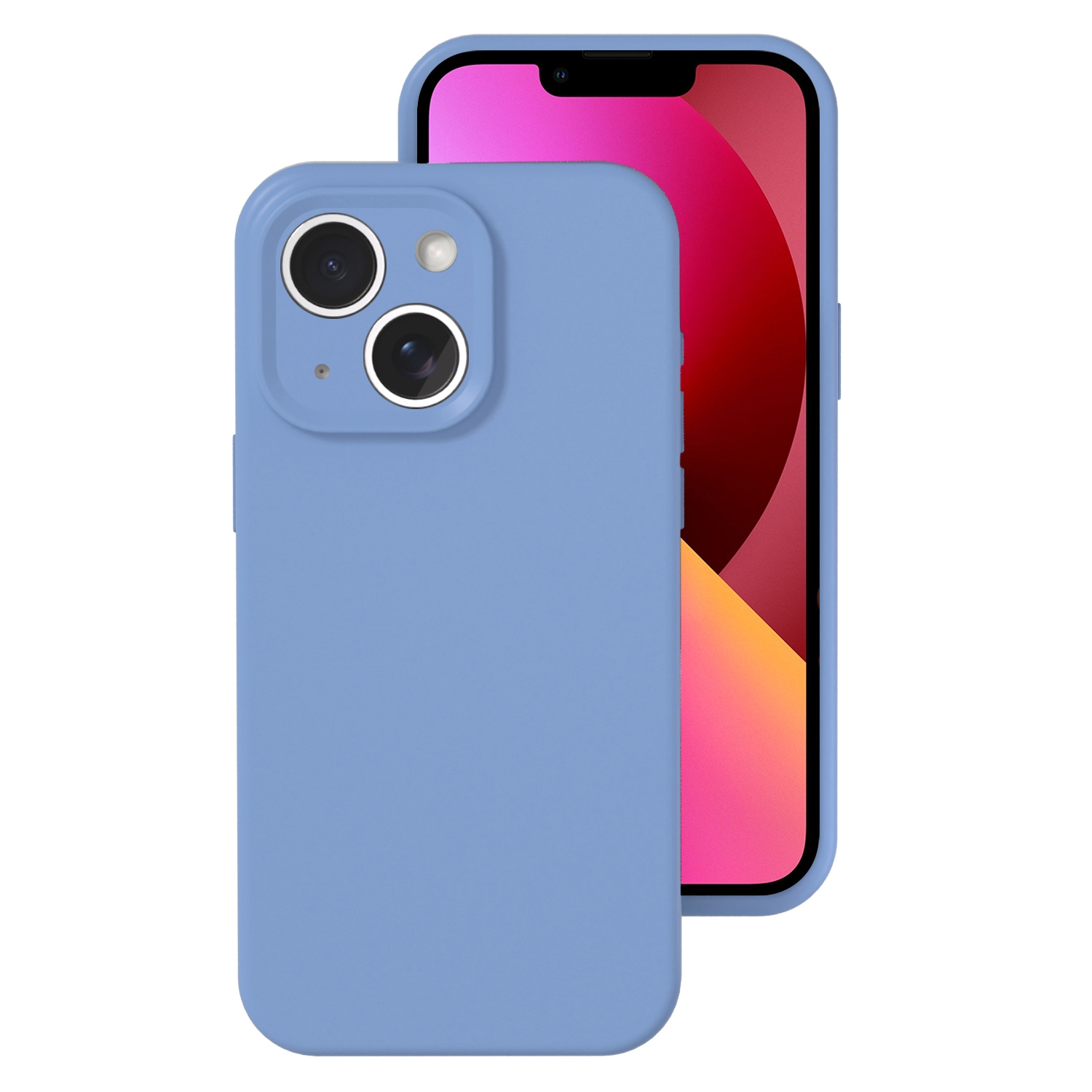For iPhone 13 Precise Hole Liquid Silicone Jelly Color Full Coverage Phone Case(Thin Fog Blue) - Shopkiz.com