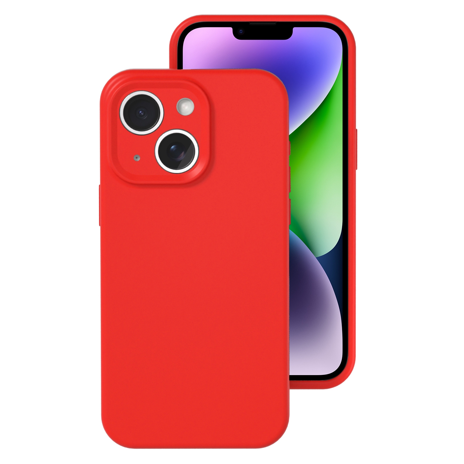 For iPhone 14 Precise Hole Liquid Silicone Jelly Color Full Coverage Phone Case(The Chinese Red) - Shopkiz.com